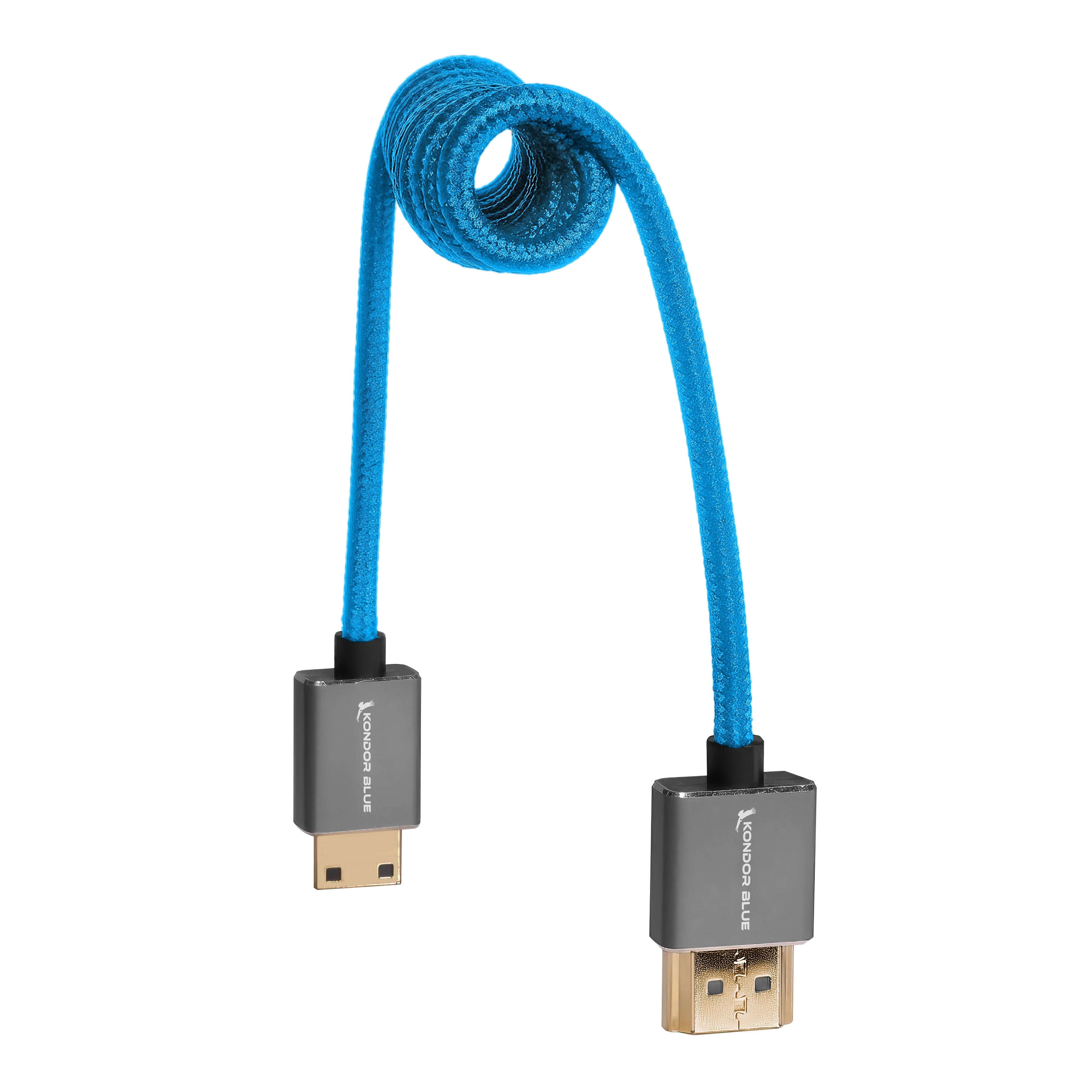 kondor-blue-mini-hdmi-auf-hdmi-kabel-12-24-spiralkabel-geflochten image 3
