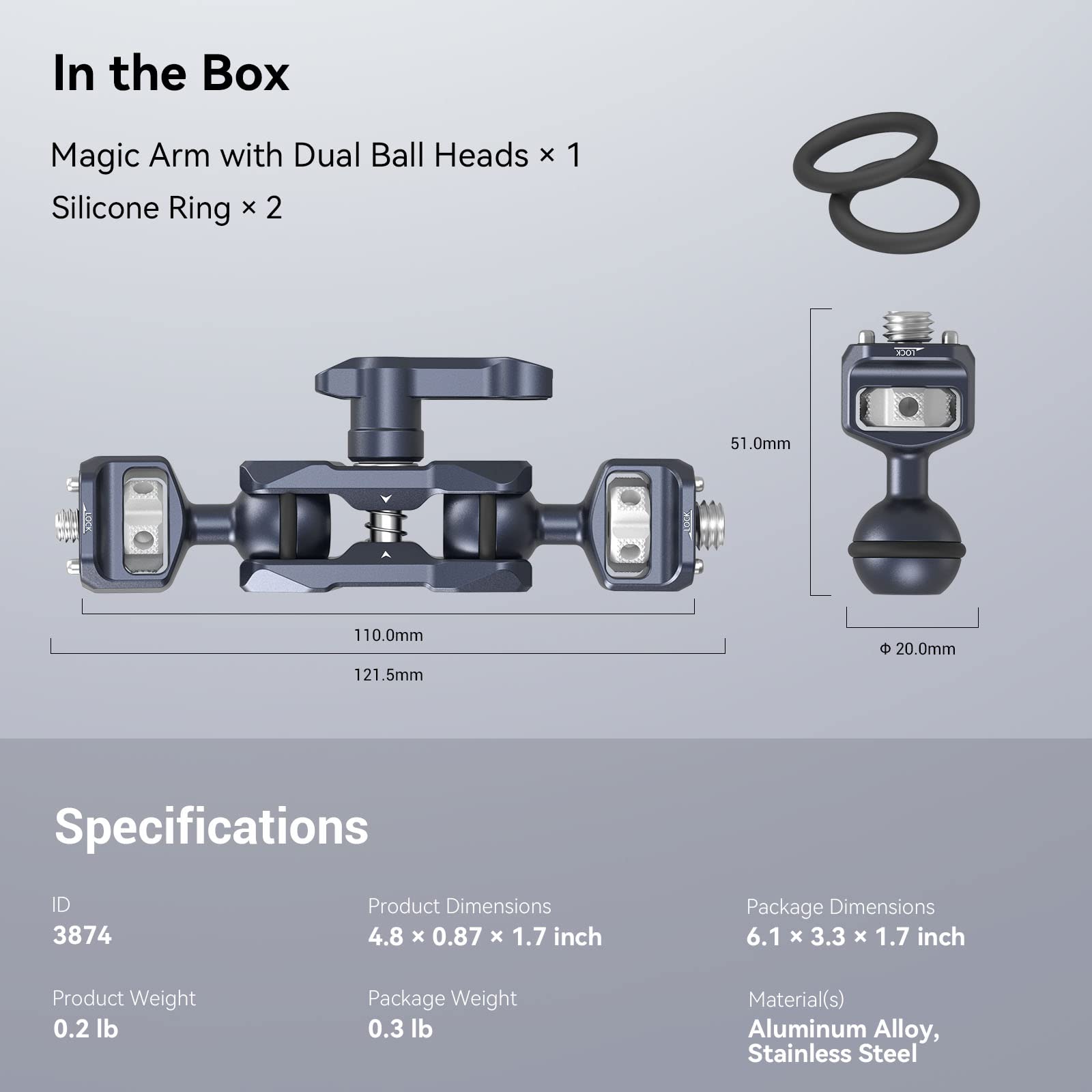 smallrig-magic-arm-3874-360-gelenkarm-5-5kg-mit-arri-3-8-und-1-4-20 image 8