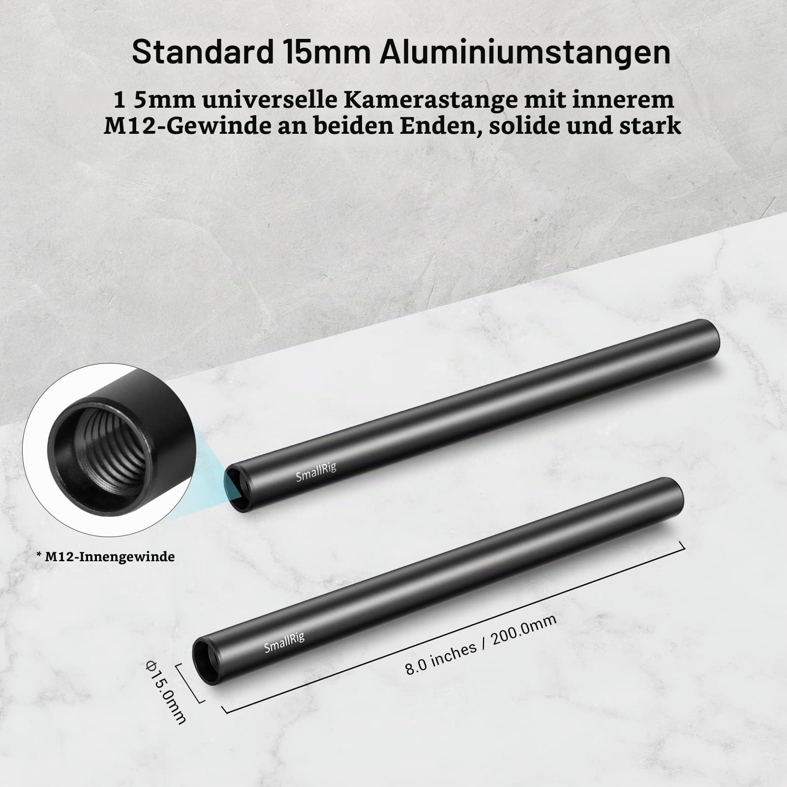 smallrig-15mm-rods-20cm-m12-aluminium-schwarz-2-st-ck-1051 image 2