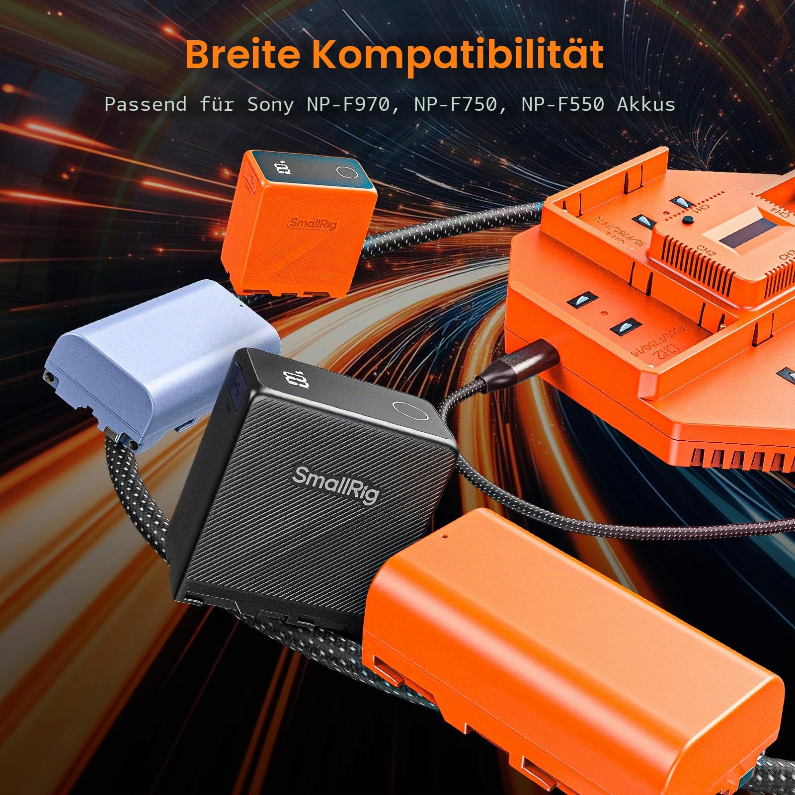 smallrig-4834-4-kanal-pd-100w-ladeger-t-mit-4x-np-f970-7800mah-akku image 3