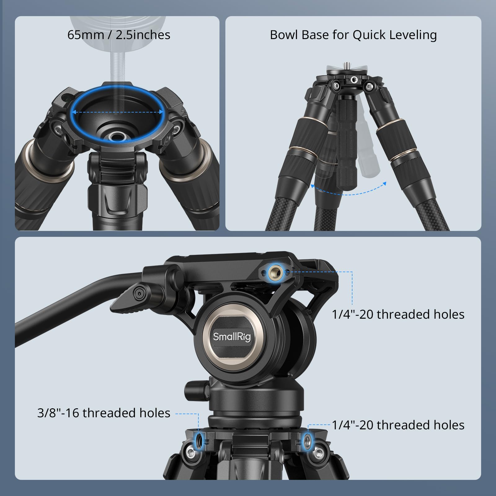 smallrig-4643-ft-s303-freespeed-carbon-stativ-150cm-mit-fluidkopf image 8