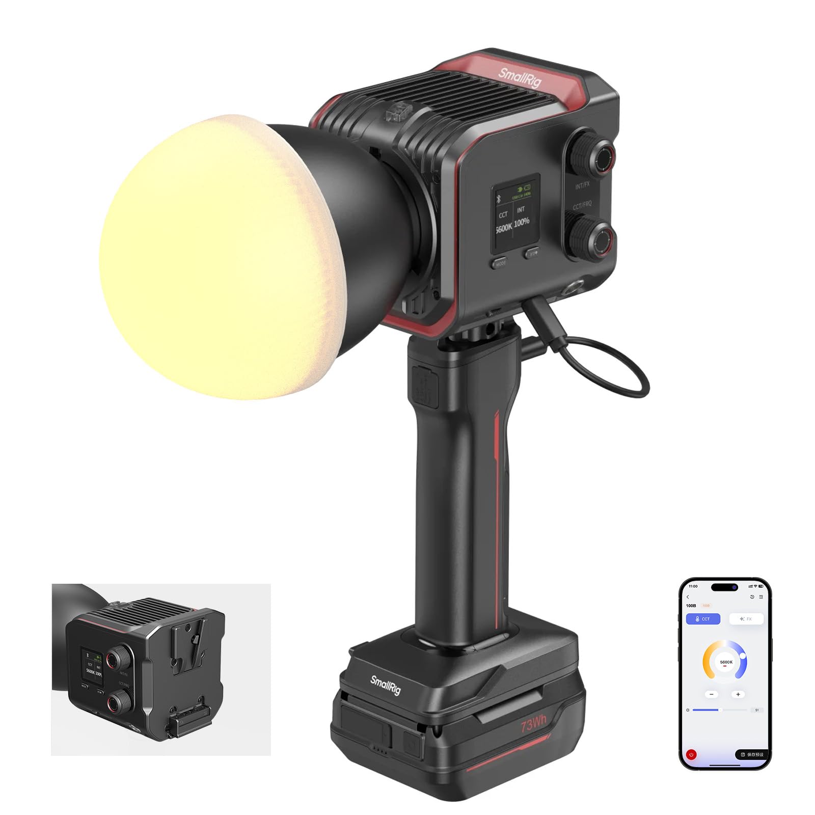 smallrig-rc-100b-cob-led-videolicht-set-4897-mit-73wh-akkugriff image 1