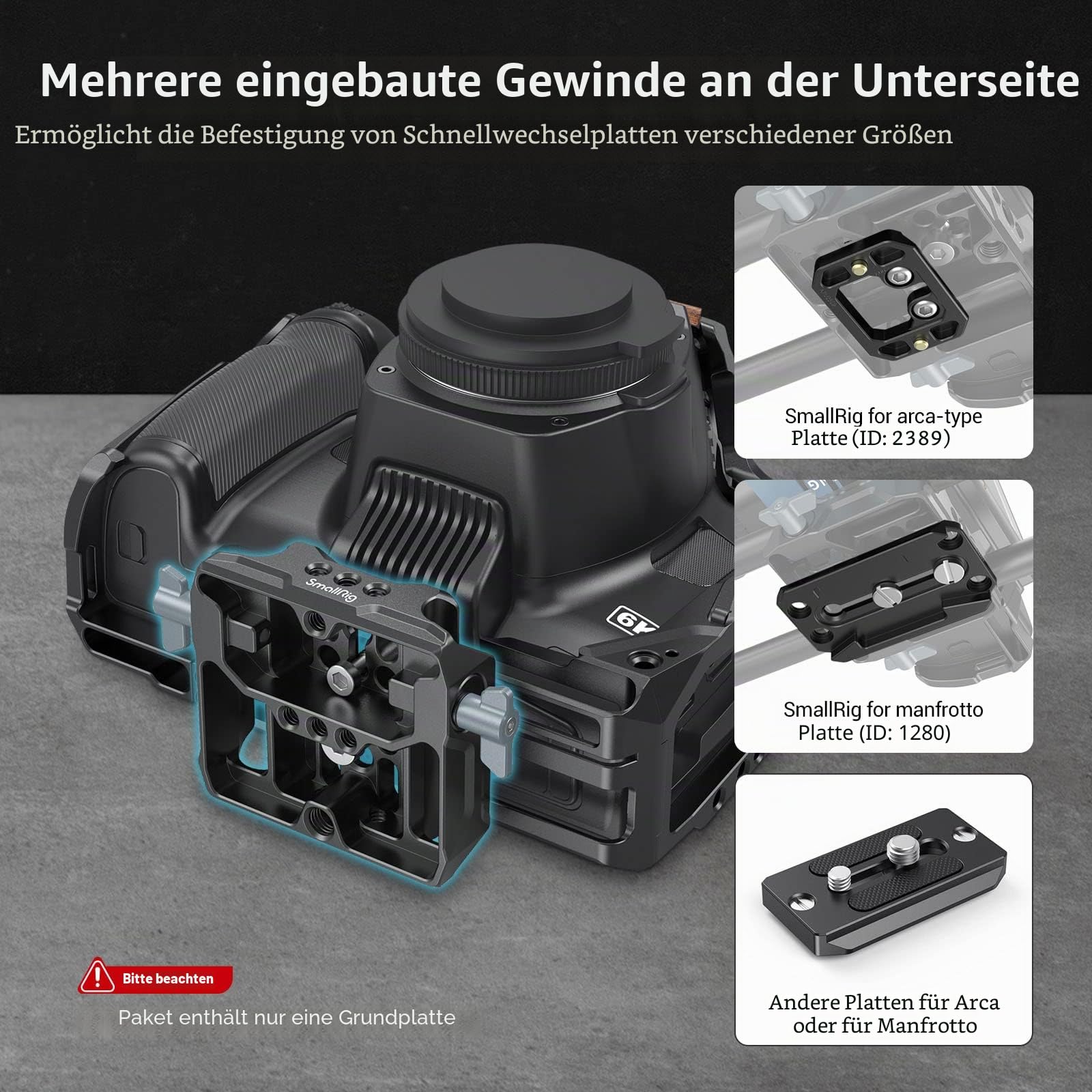 smallrig-3357-universal-lws-baseplate-mit-dual-15mm-rod-aufnahme image 2