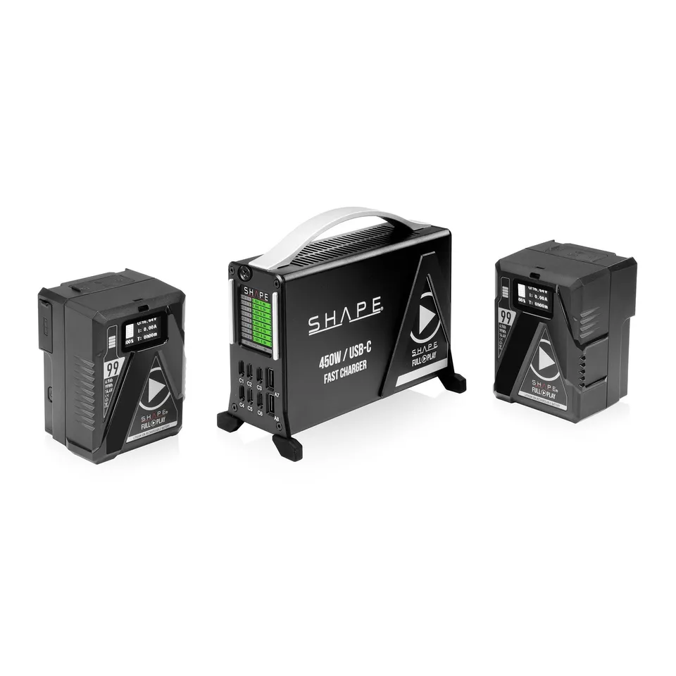 shape-450w-usb-c-fast-charger-kit-mit-2x-mini-v-mount-99wh-akkus image 1
