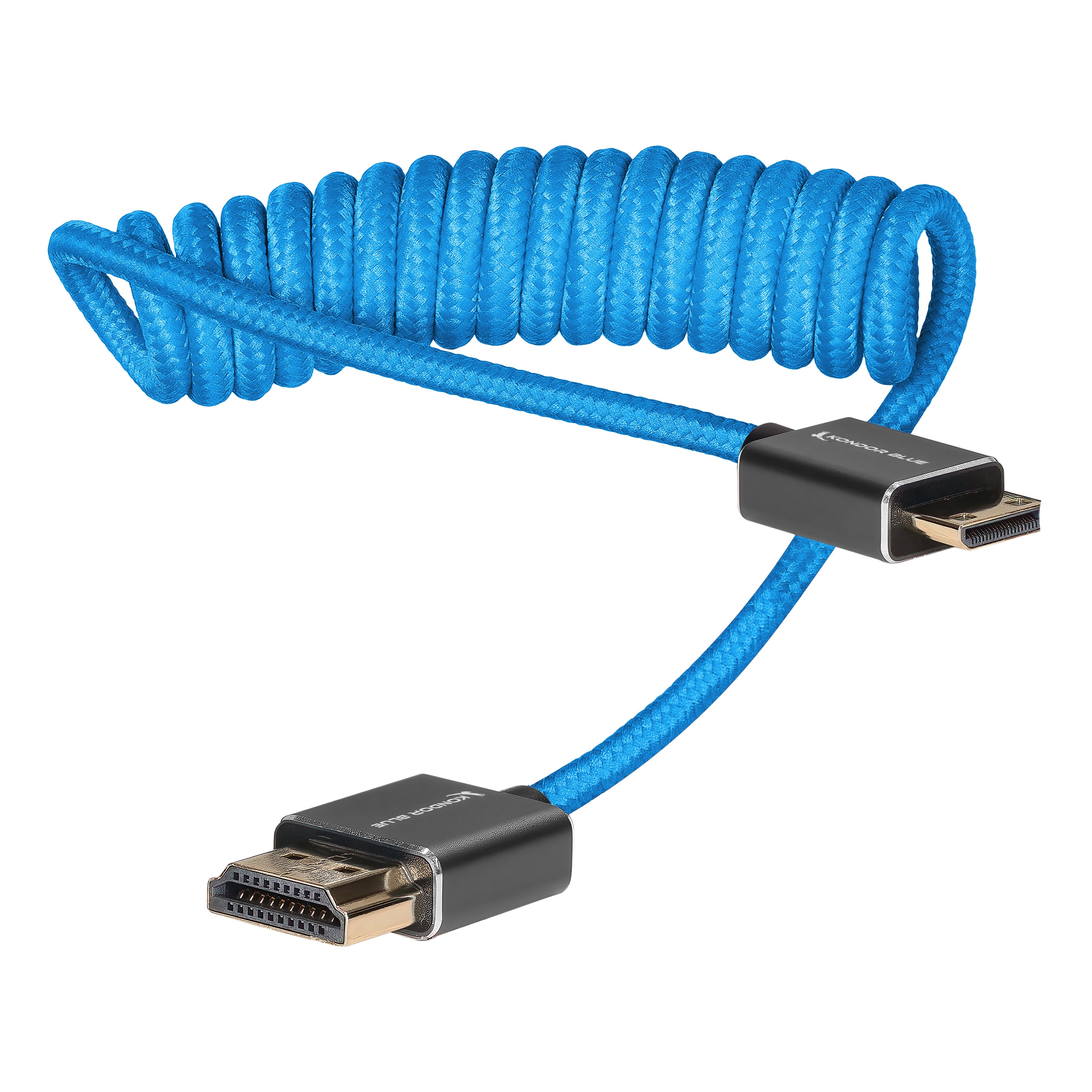 kondor-blue-mini-hdmi-auf-hdmi-kabel-12-24-spiralkabel-geflochten image 1