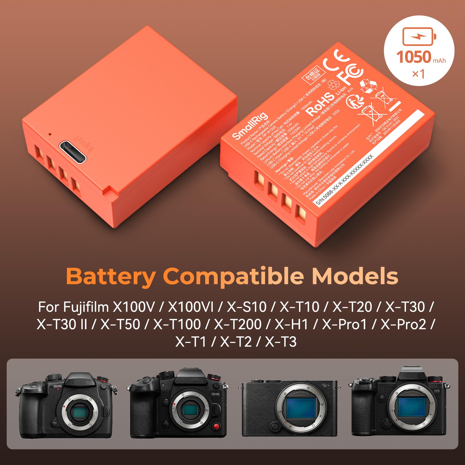smallrig-np-w126s-usb-c-kamera-akku-1050mah-f-r-fujifilm-2-5h-vollladung image 3