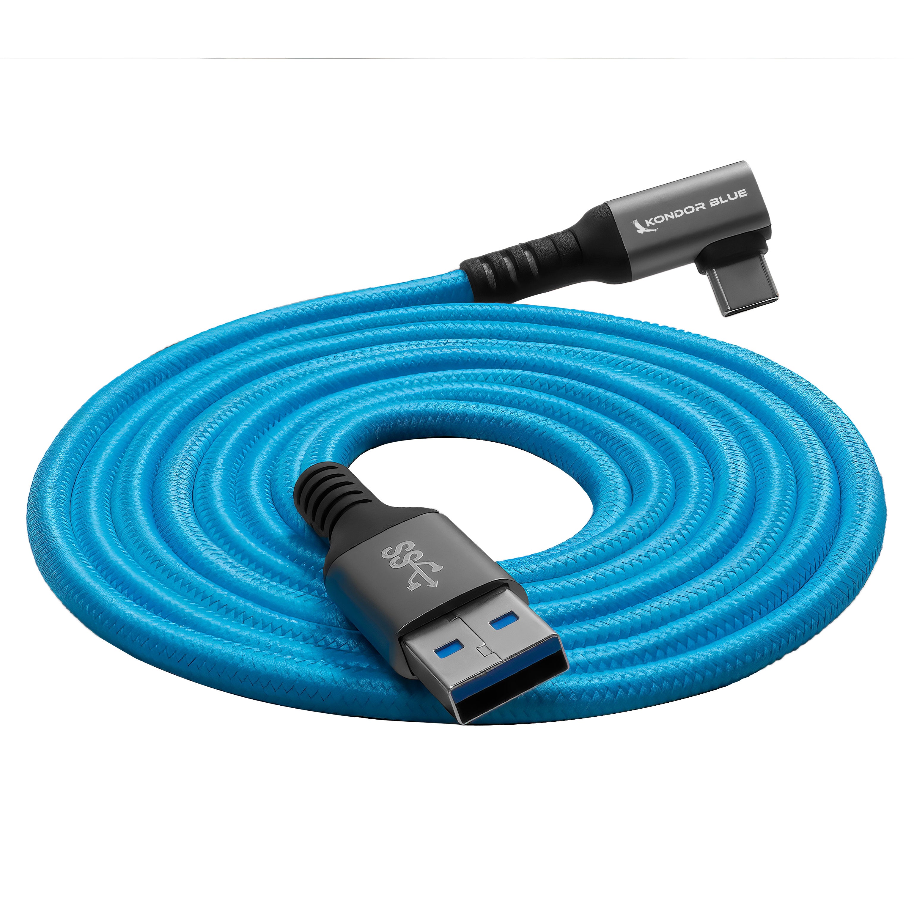 kondor-blue-usb-a-auf-usb-c-3-0-kabel-rechtwinklig-5gbps-60w-3a image 1