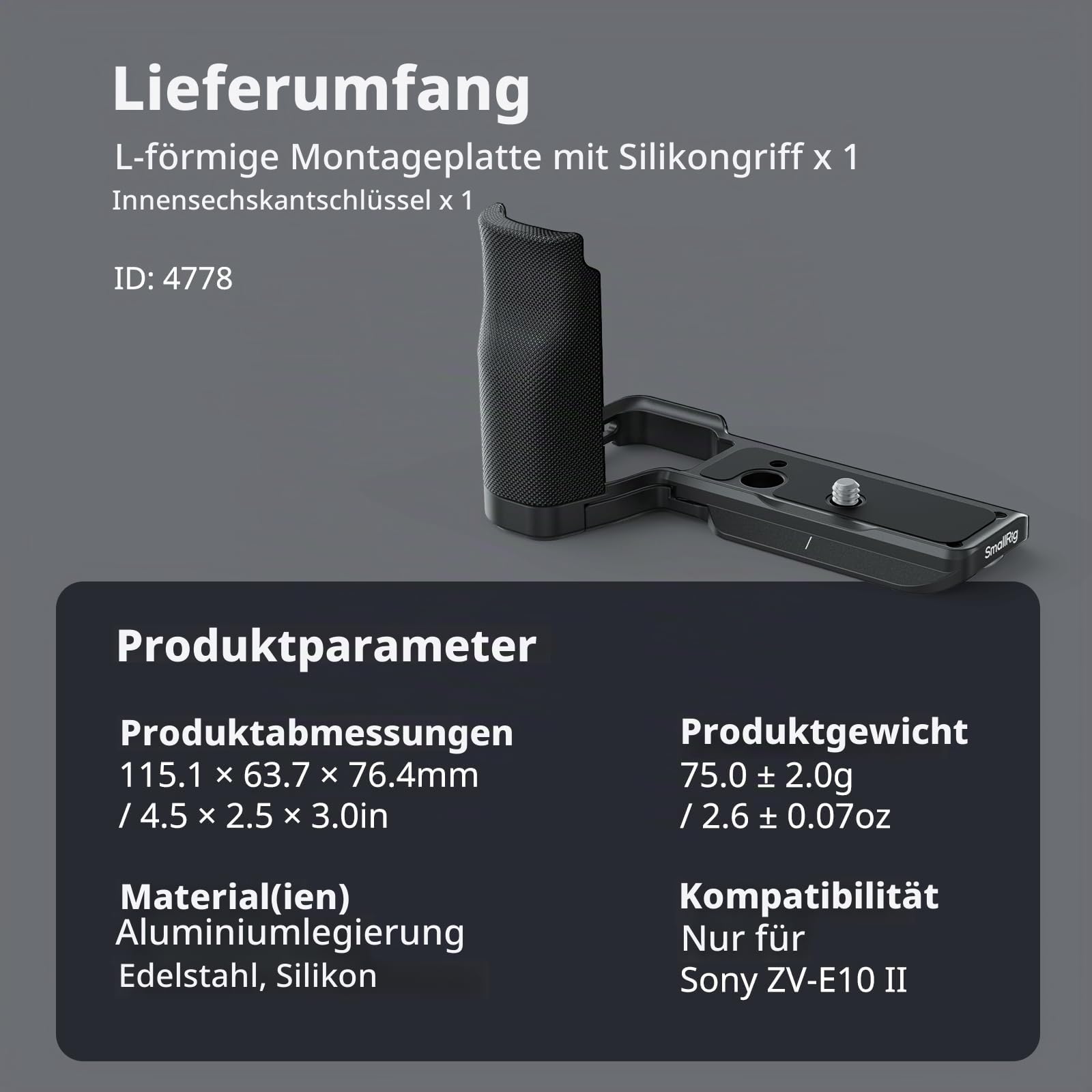 smallrig-4778-l-platte-mit-silikongriff-f-r-sony-zv-e10-ii-arca image 8