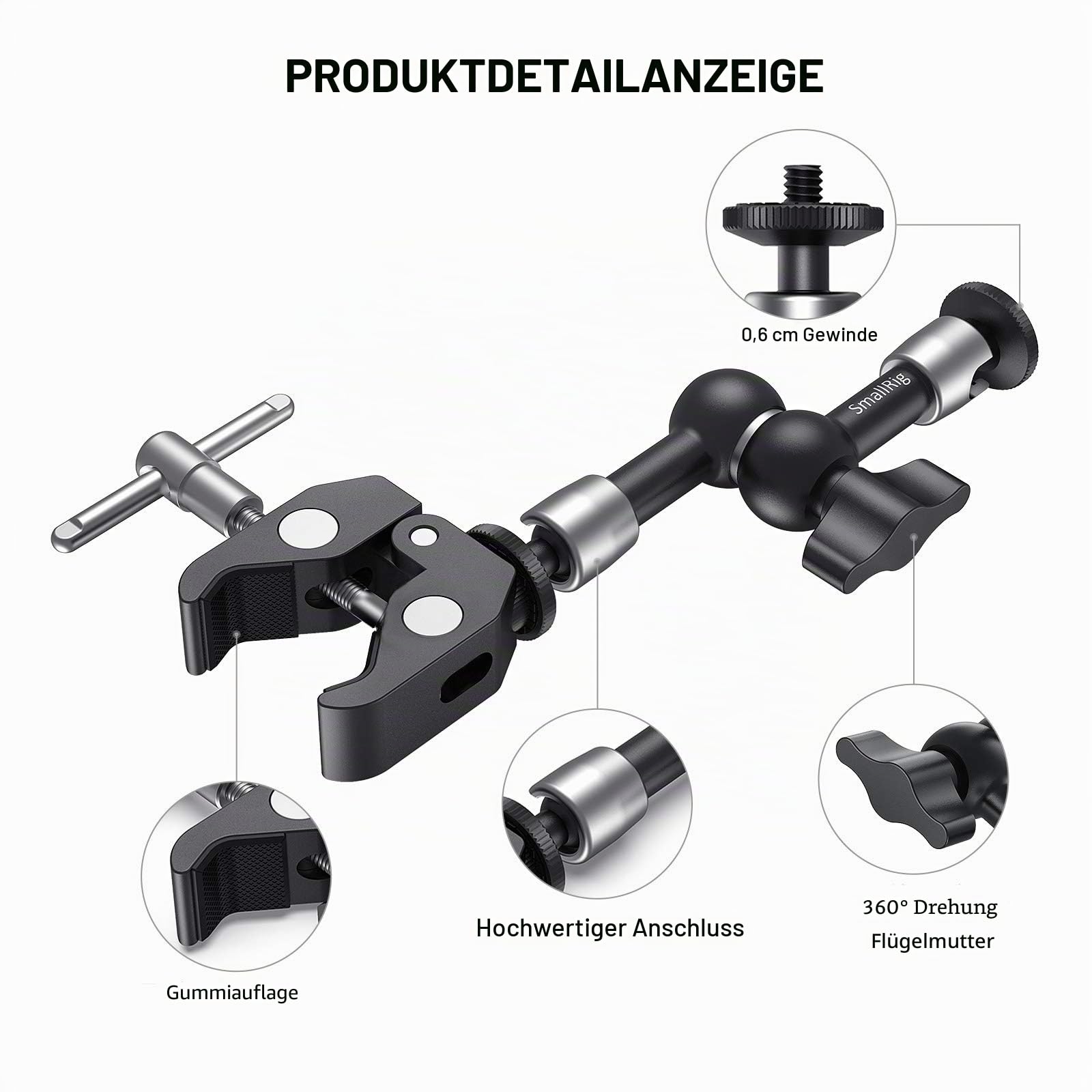 smallrig-2730b-5-zoll-magic-arm-mit-super-clamp-crab-klemme image 2