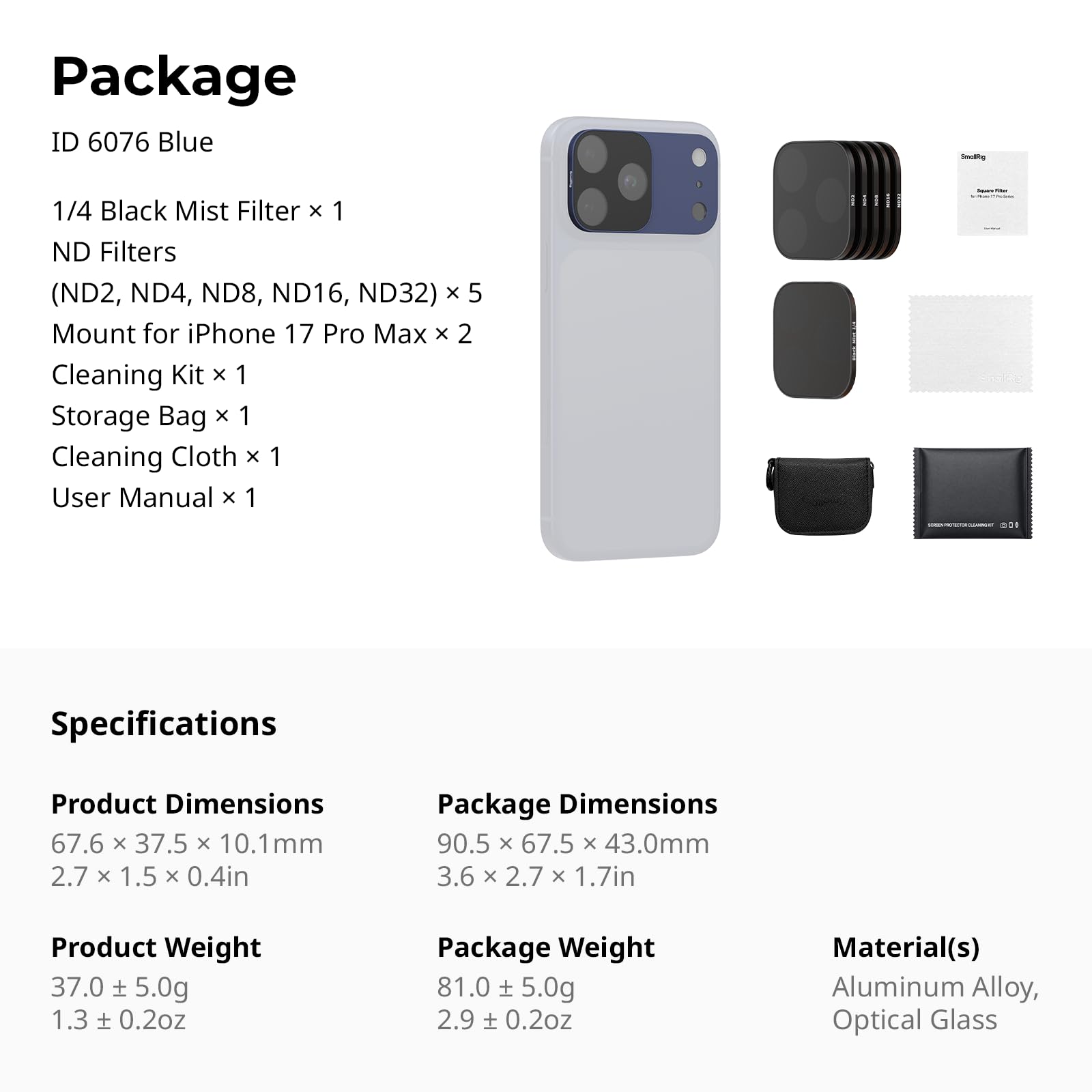 smallrig-6076-square-nd-black-mist-filter-kit-blau-6er-f-r-iphone-17-pro-max image 6