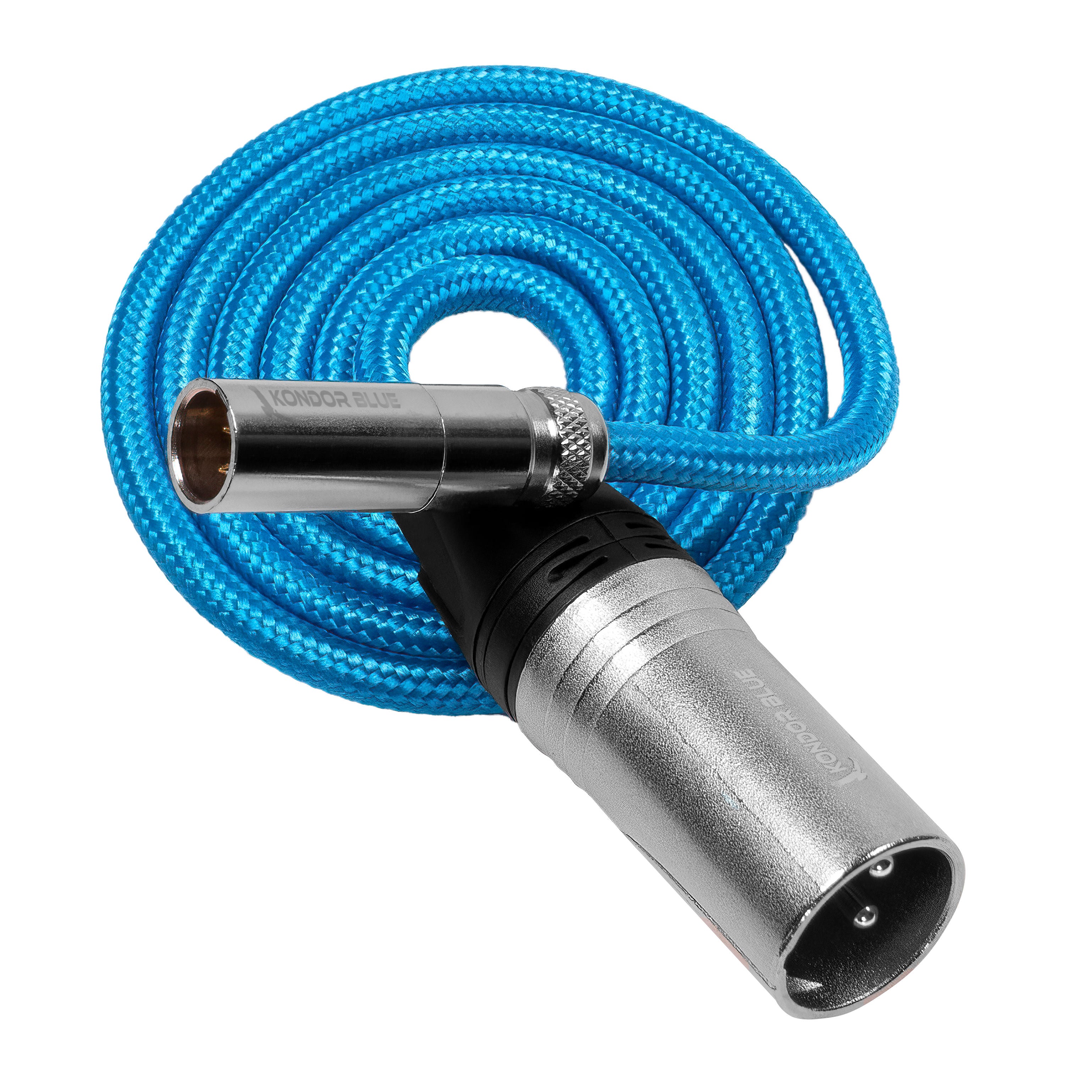 kondor-blue-mini-xlr-male-auf-xlr-male-3ft-blau-geflochten image 2