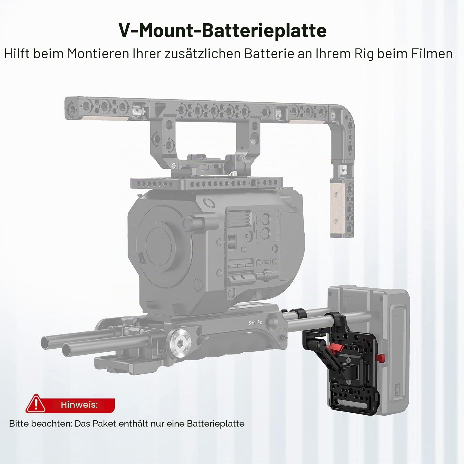 smallrig-2991-v-mount-batterieplatte-mit-verstellbarem-arm-f-r-15-mm-lws image 2