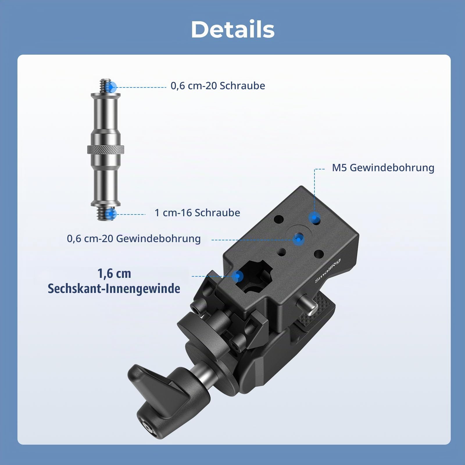 smallrig-4861-super-clamp-klemm-set-bis-15-kg-mit-1-4-und-3-8-zoll image 6