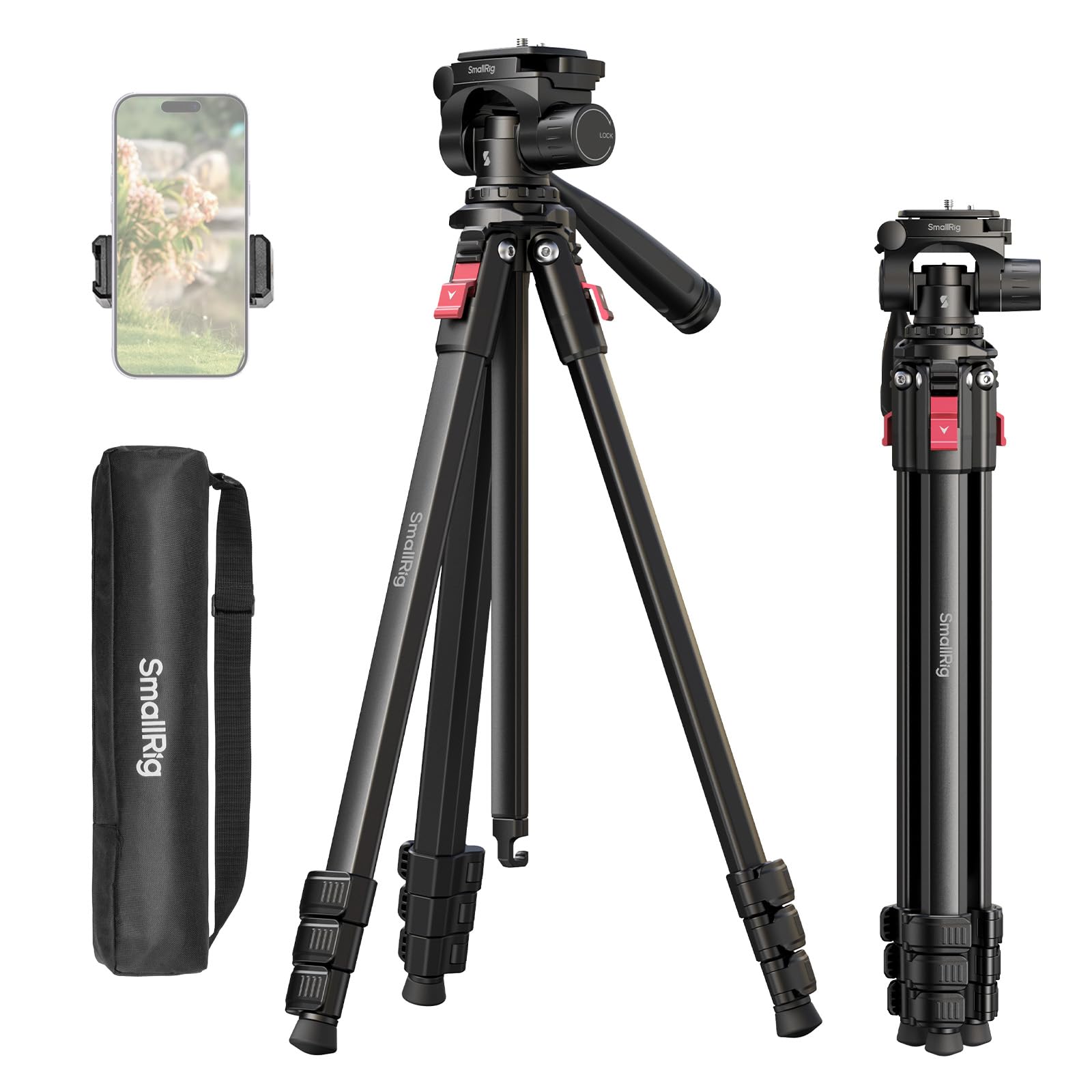smallrig-ap-30-5474-aluminium-reise-stativ-172cm-mit-handy-clip-und-tasche image 1