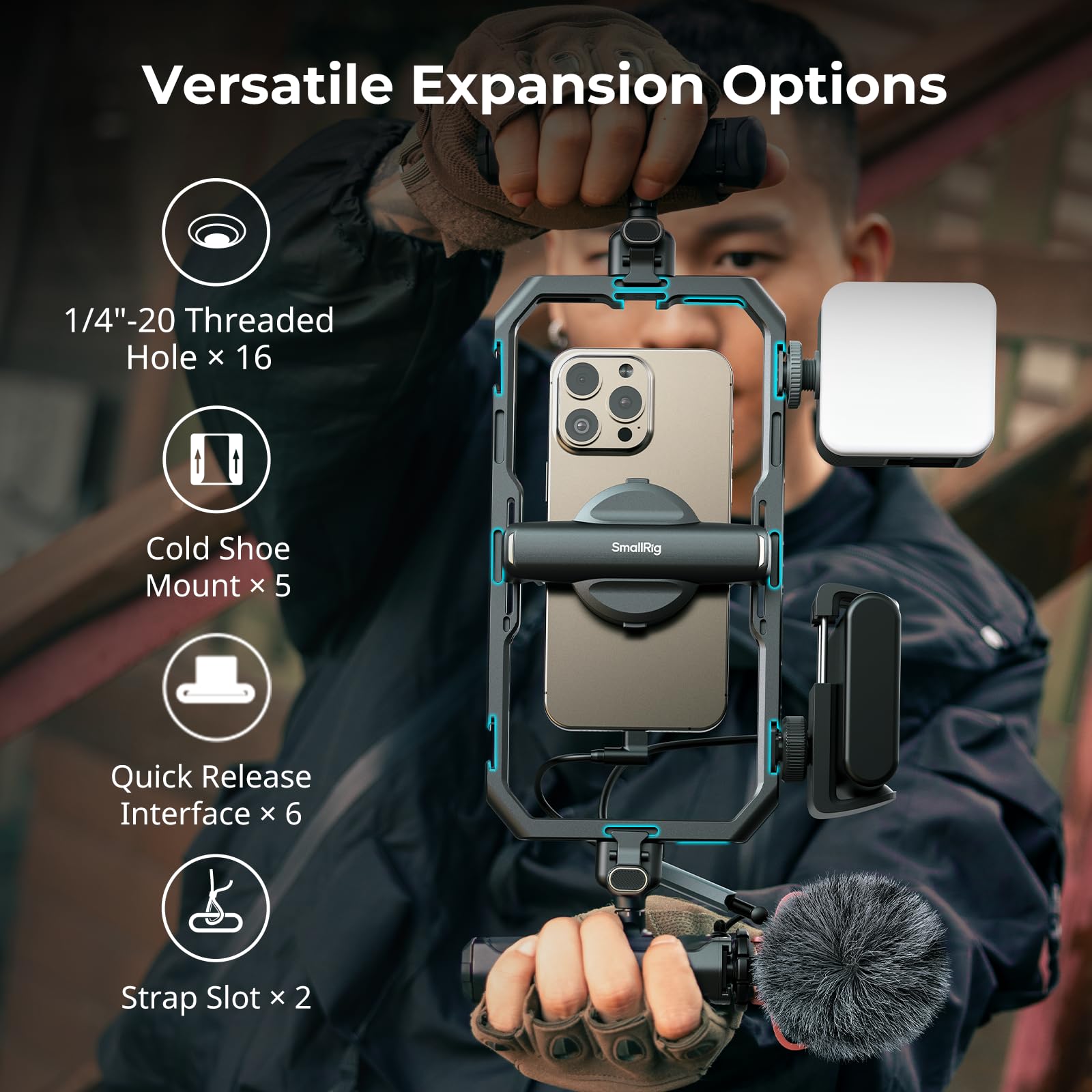 smallrig-4704-all-in-one-universal-quick-release-phone-rig-kit-pro-mit-led-mikro image 5