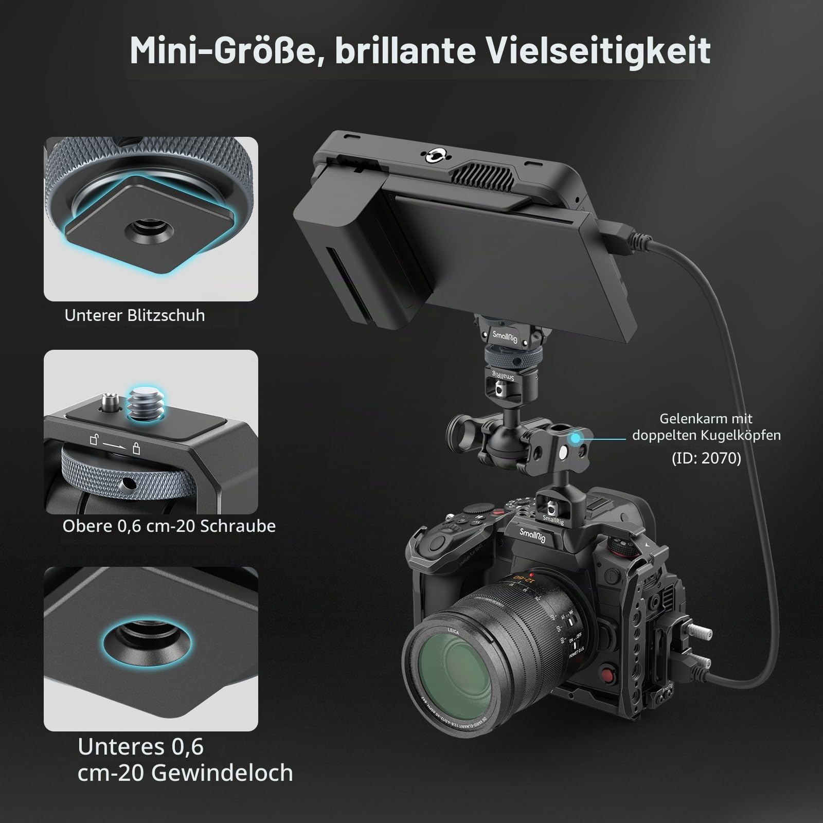 smallrig-3809b-kamera-monitorhalterung-lite-mit-blitzschuh image 5
