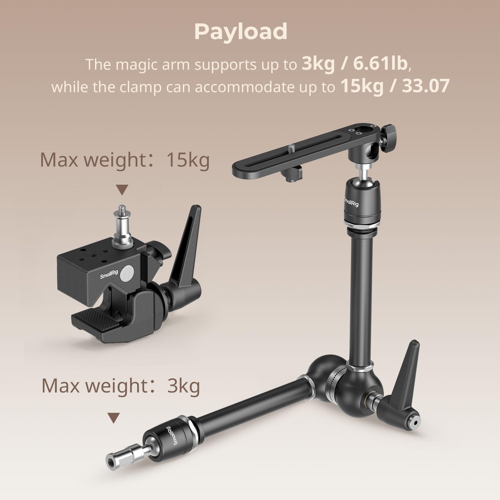 smallrig-4862-friction-magic-arm-set-mit-super-clamp-und-kameraplattform-524-mm image 2