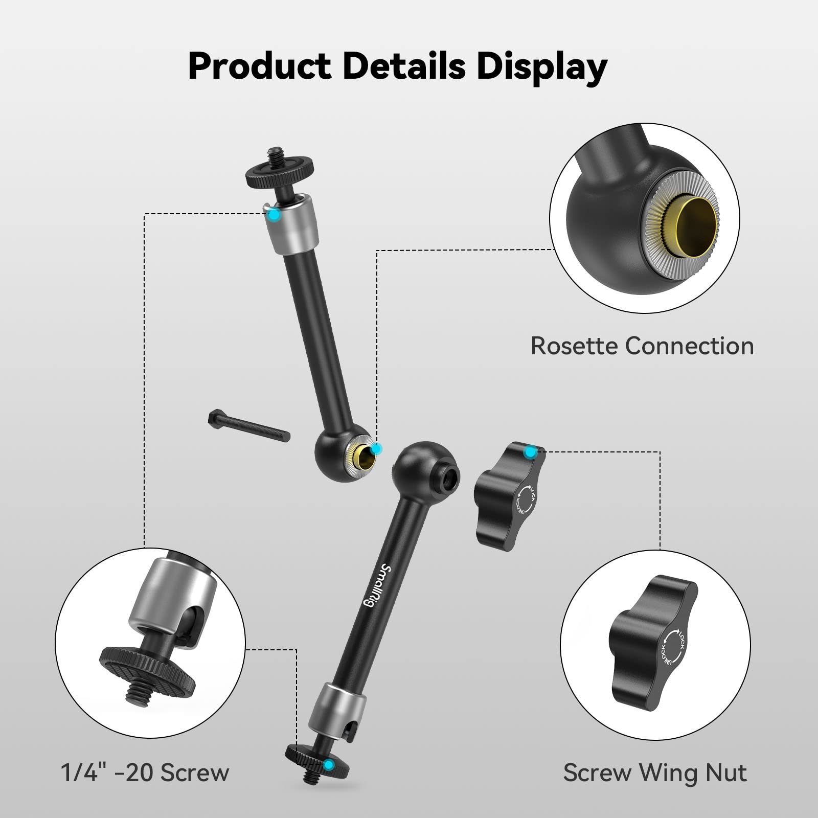 smallrig-2066b-magic-arm-9-8-zoll-f-r-monitor-bis-2-5-kg image 2