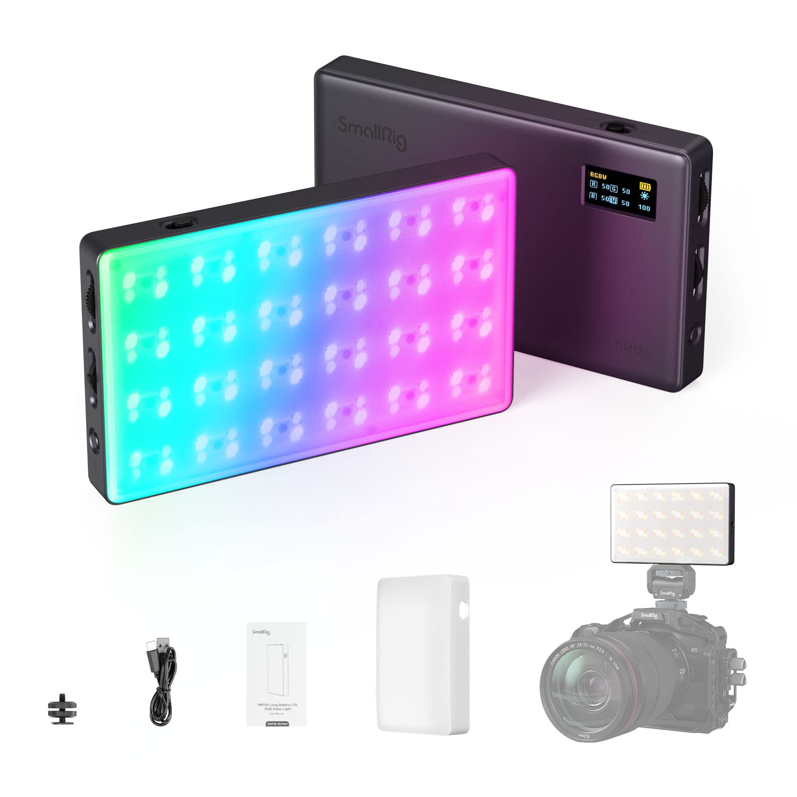 smallrig-rm120-rgb-led-videoleuchte-3808-mit-5000mah-und-oled image 1