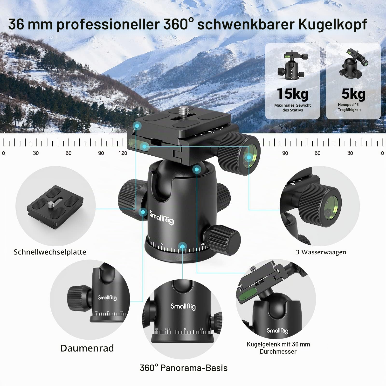 smallrig-3935-faltbares-aluminium-kamera-stativ-71-zoll-mit-kugelkopf image 2