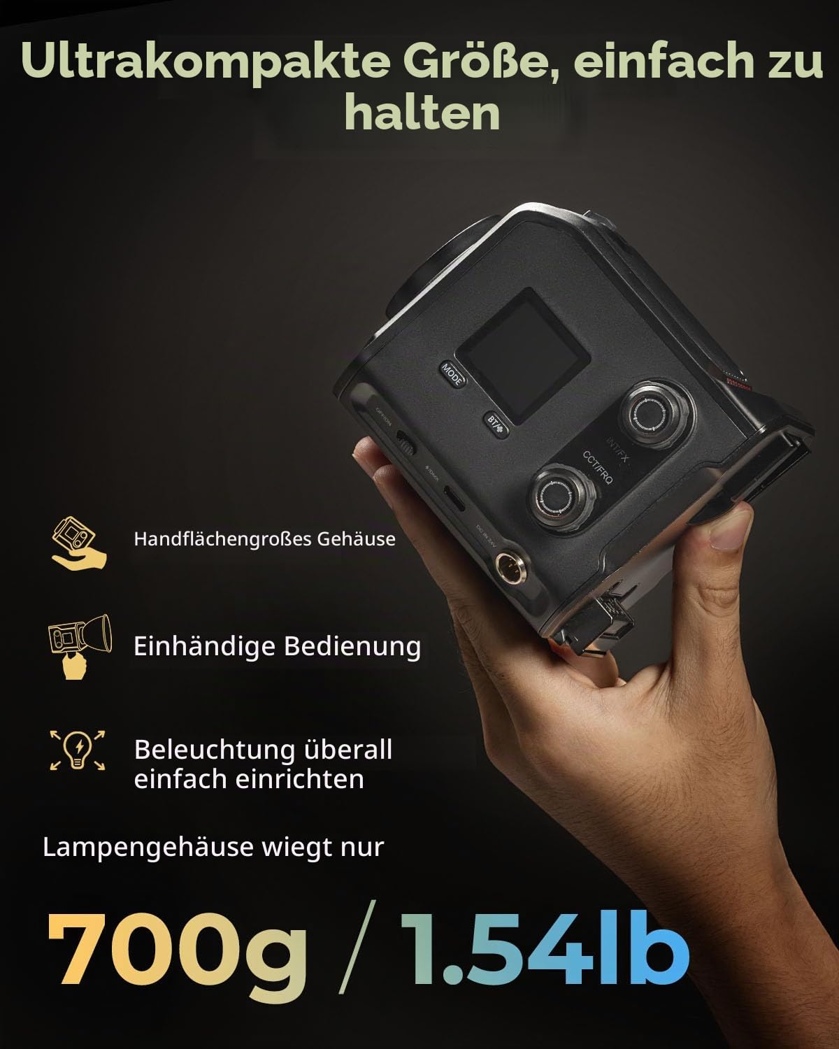 smallrig-rc-100b-cob-videoleuchte-4894-mobile-mit-griff-2700k-6500k-app-steuerun image 2