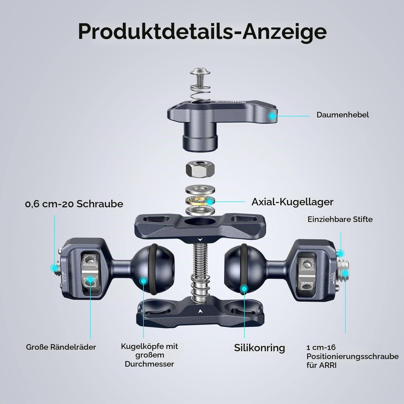 smallrig-magic-arm-3874-360-gelenkarm-5-5kg-mit-arri-3-8-und-1-4-20 image 4