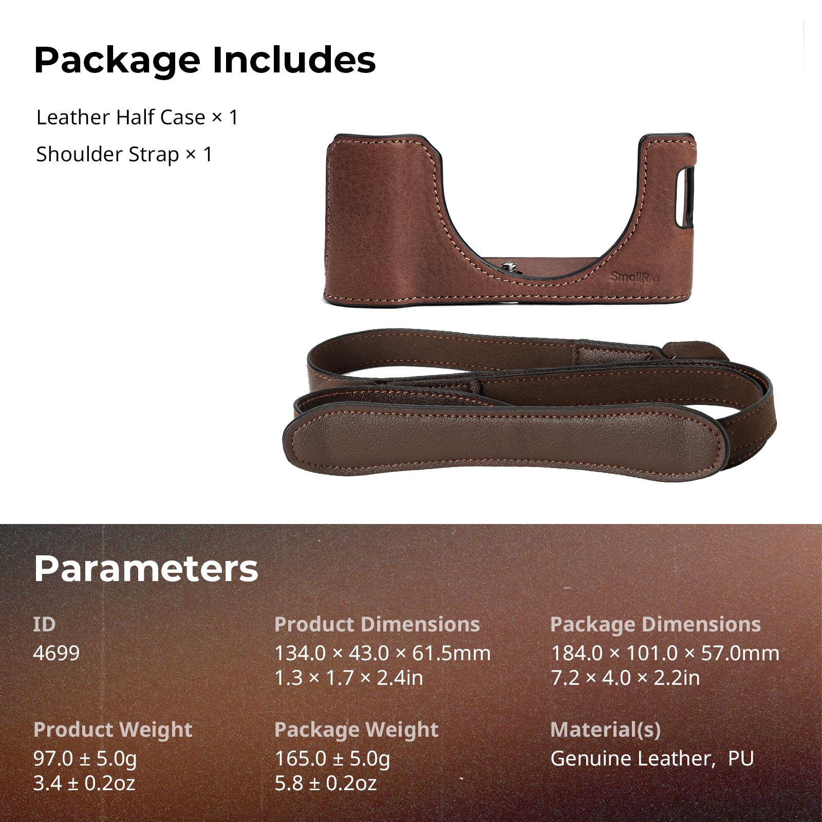 smallrig-4699-half-leather-case-kit-halbledertasche-braun-mit-schultergurt-f-r-f image 7