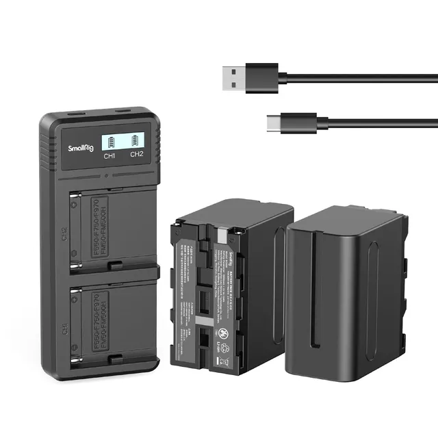smallrig-np-f970-akku-set-2x-7800mah-mit-dual-ladeger-t-und-lcd image 1