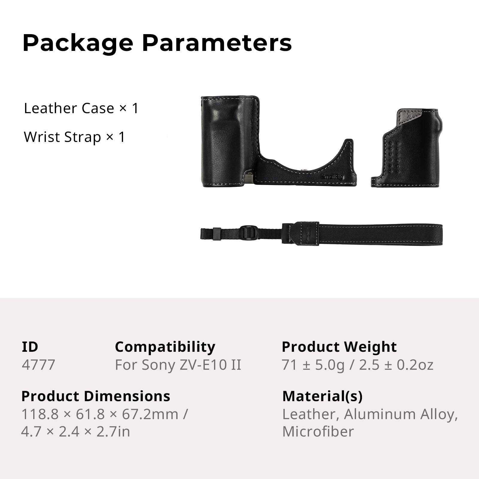 smallrig-kamera-ledertasche-4777-f-r-sony-zv-e10-ii-schwarz-mit-handschlaufe image 7