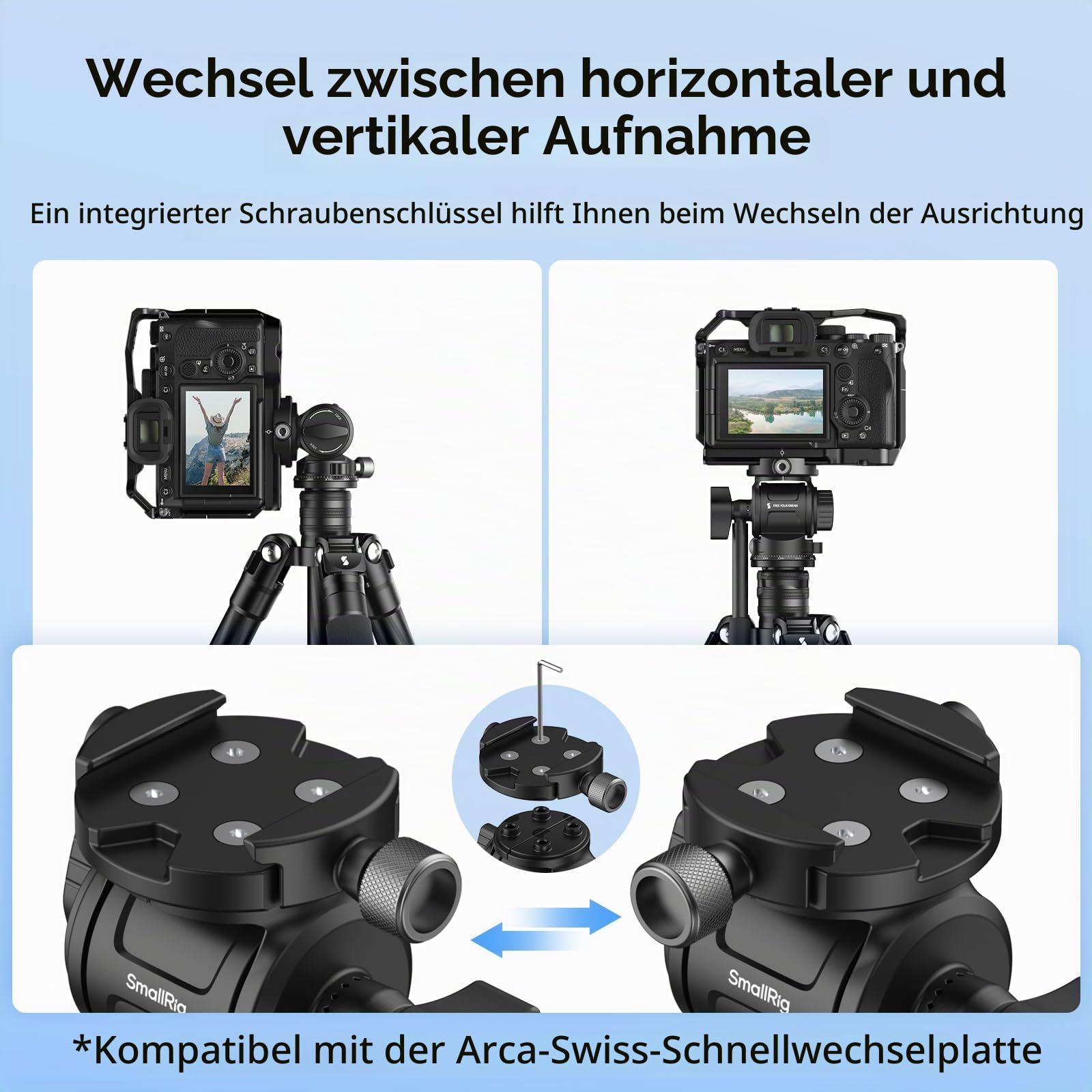 smallrig-4936-ch3-video-head-mount-plate-fluid-videokopf-mit-arca-platte-f-r-sta image 3