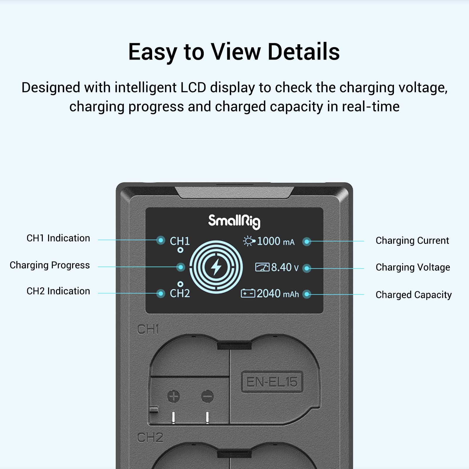 smallrig-en-el15-akku-set-3820-2x-2040mah-lcd-dual-ladeger-t-f-r-nikon image 7