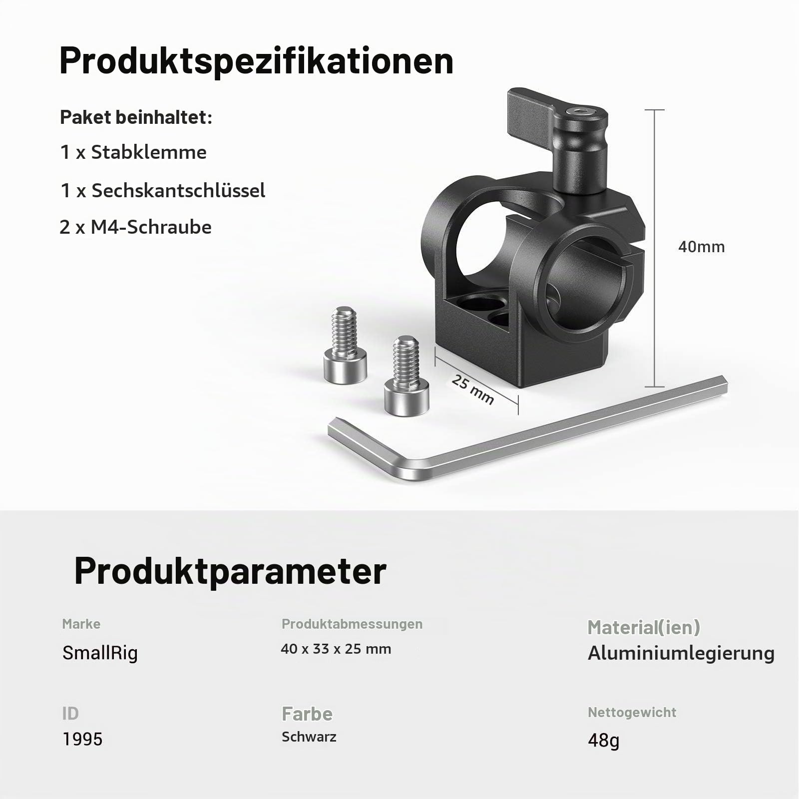 smallrig-1995-15mm-stangenklemme-f-r-evf-mount-und-mikrofonhalterung image 7