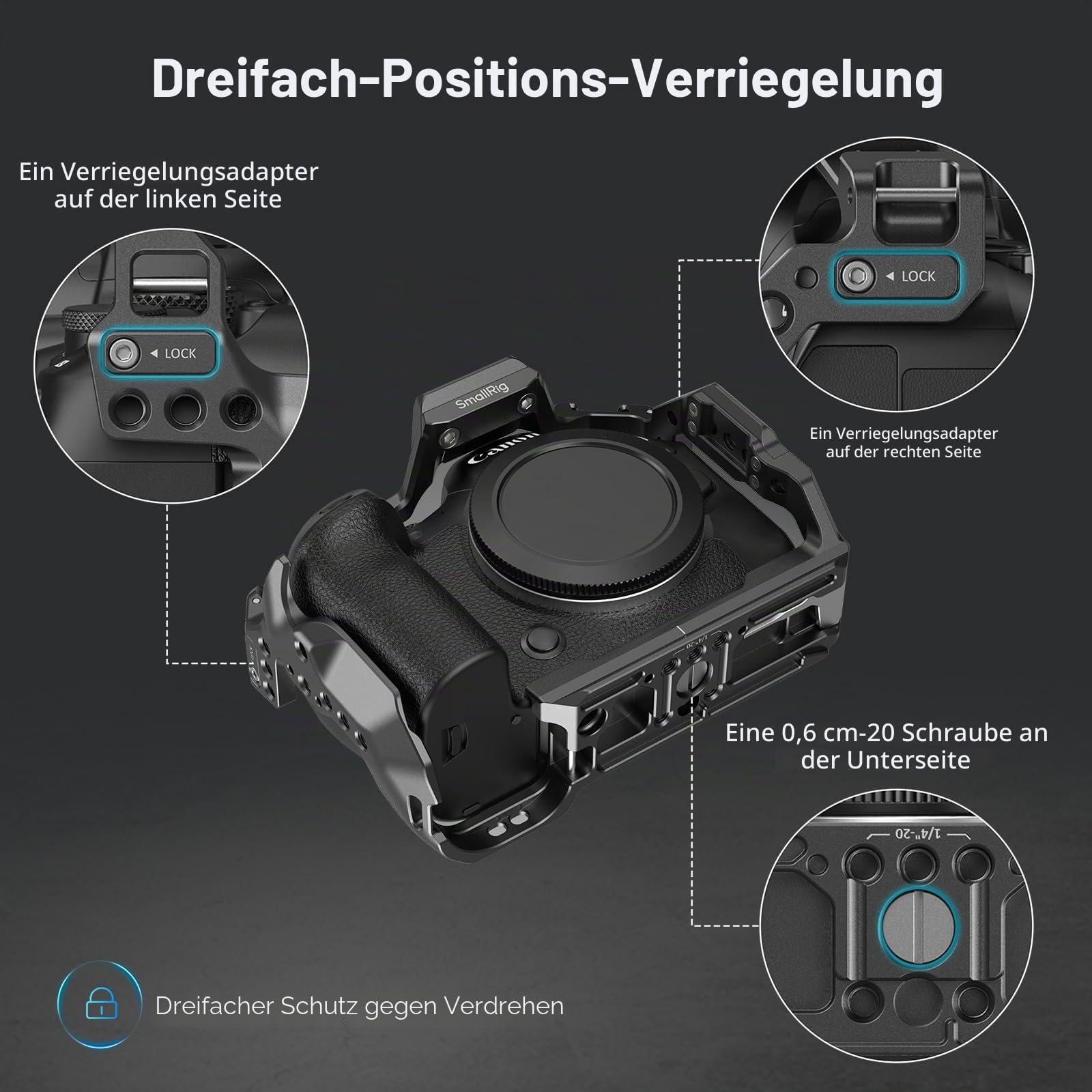 smallrig-kamera-cage-4159b-f-r-canon-r6-mark-ii-mit-dual-nato-und-arca image 2