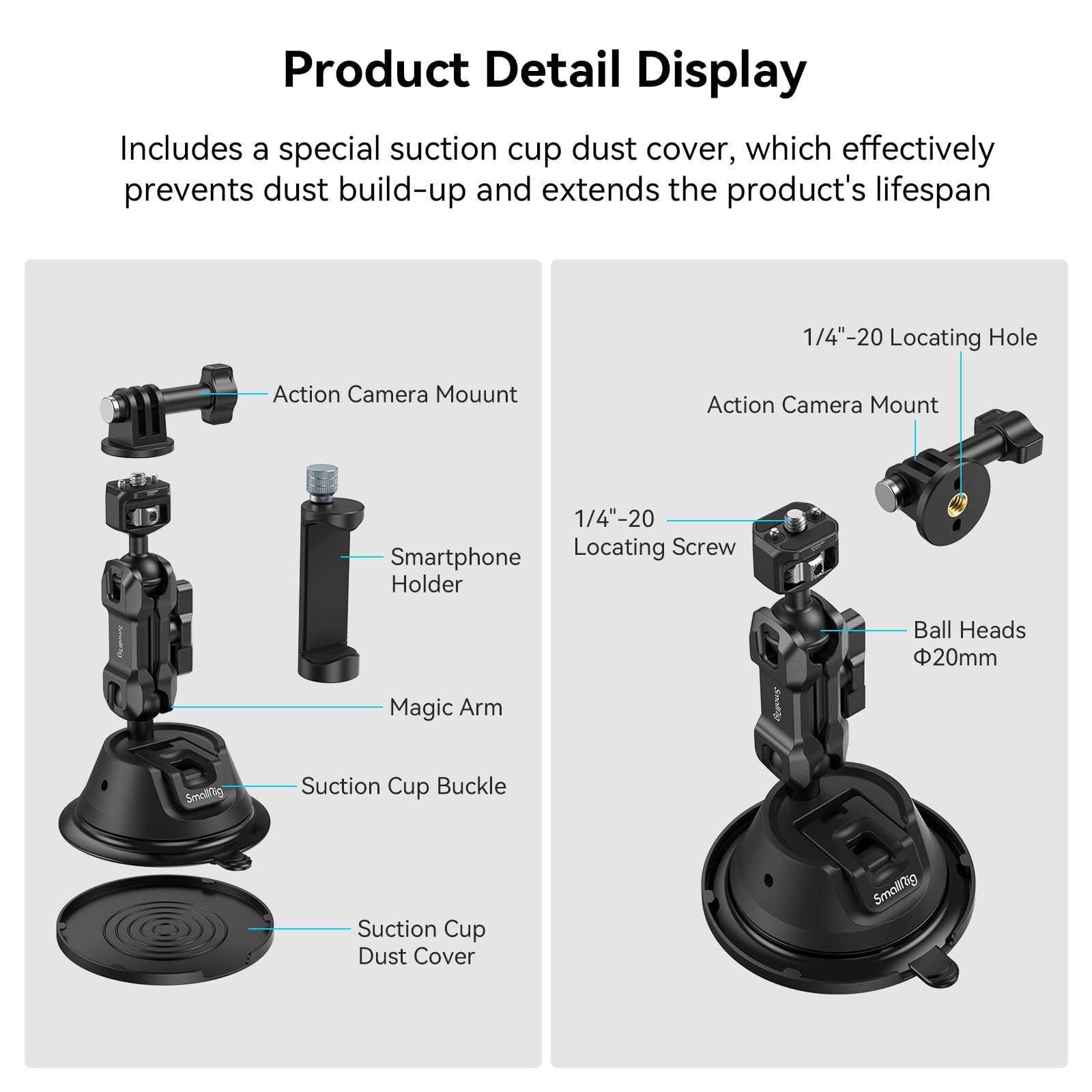 smallrig-4275-saugnapfhalterung-mit-magic-arm-und-telefonhalter-f-r-action-kamer image 8