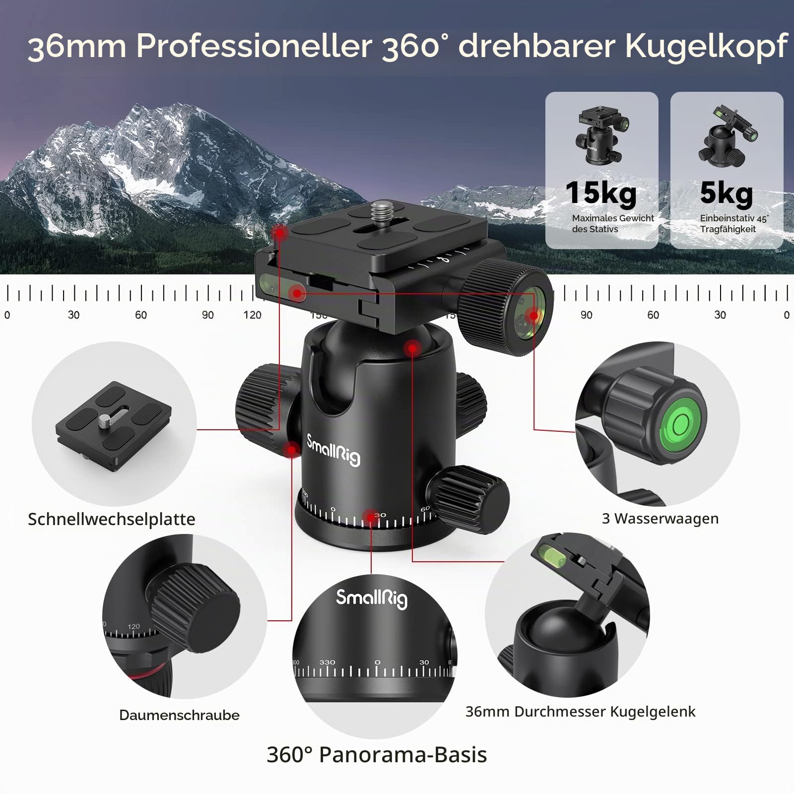 smallrig-3474c-stativ-einbeinstativ-200cm-mit-36mm-panorama-kugelkopf-15kg-tragk image 4