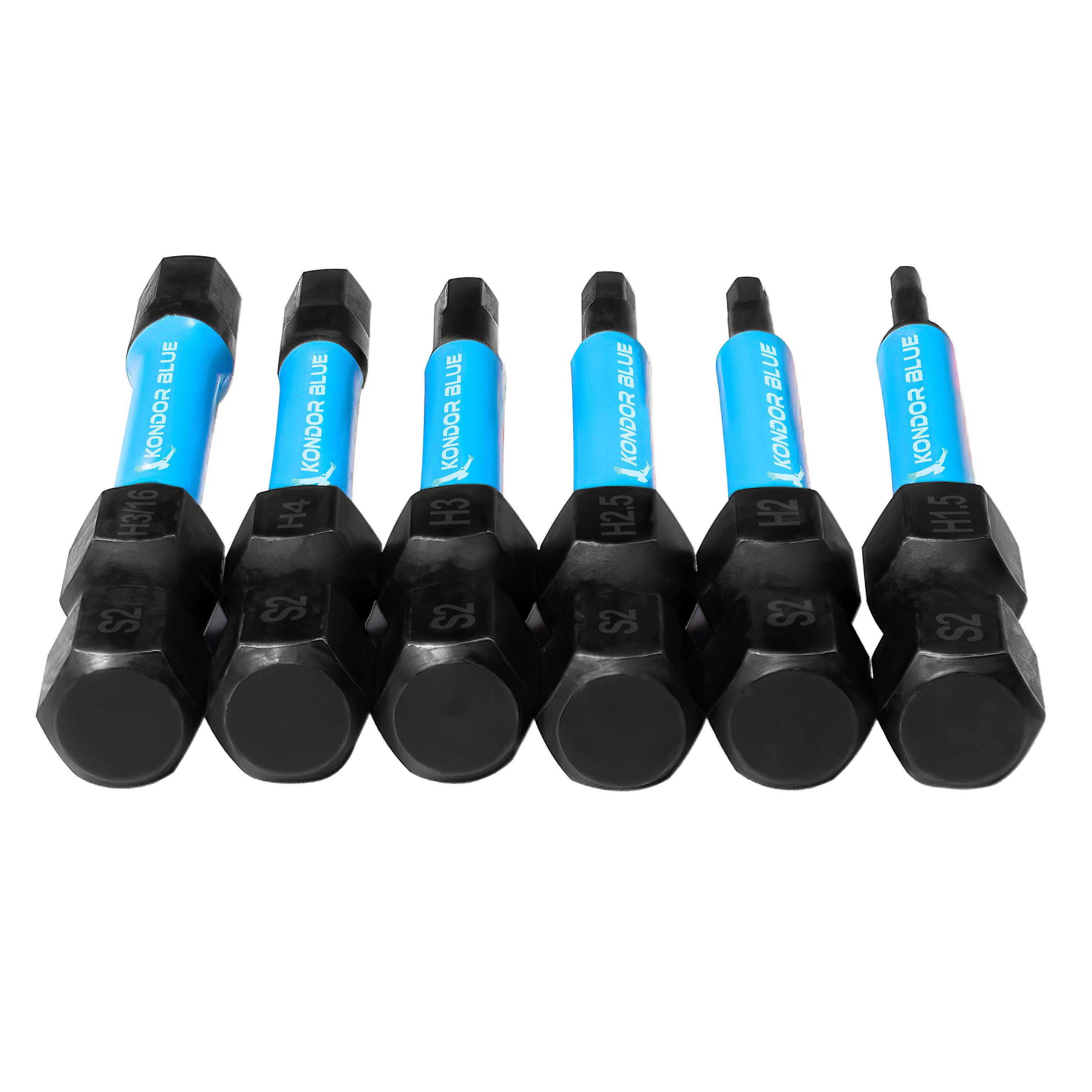 kondor-blue-hex-bit-pack-50mm-6er-set-s2-stahl-1-4-zoll image 2