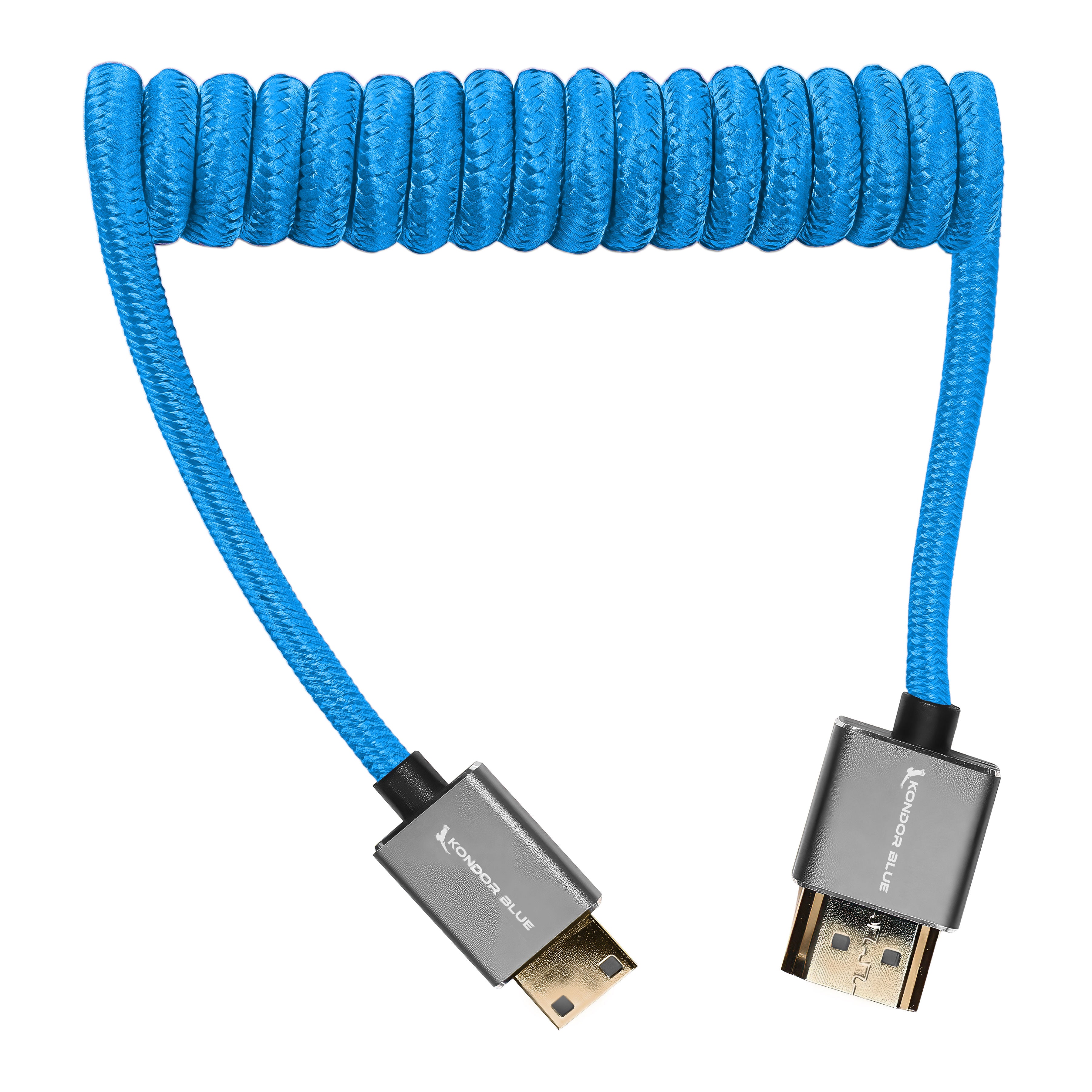 kondor-blue-mini-hdmi-auf-hdmi-kabel-12-24-spiralkabel-geflochten image 2