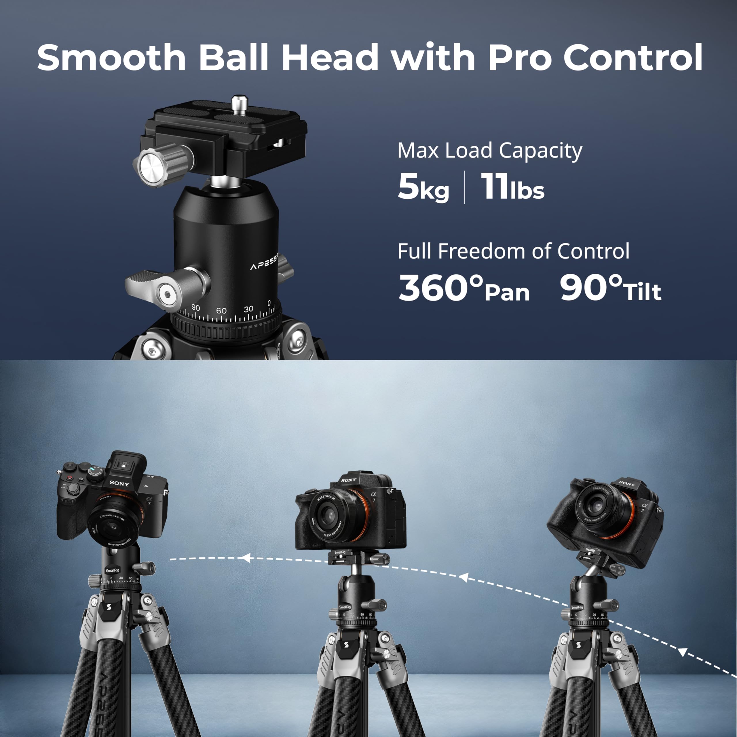 smallrig-5478-carbon-reisestativ-160-cm-mit-360-kugelkopf-5-kg image 4