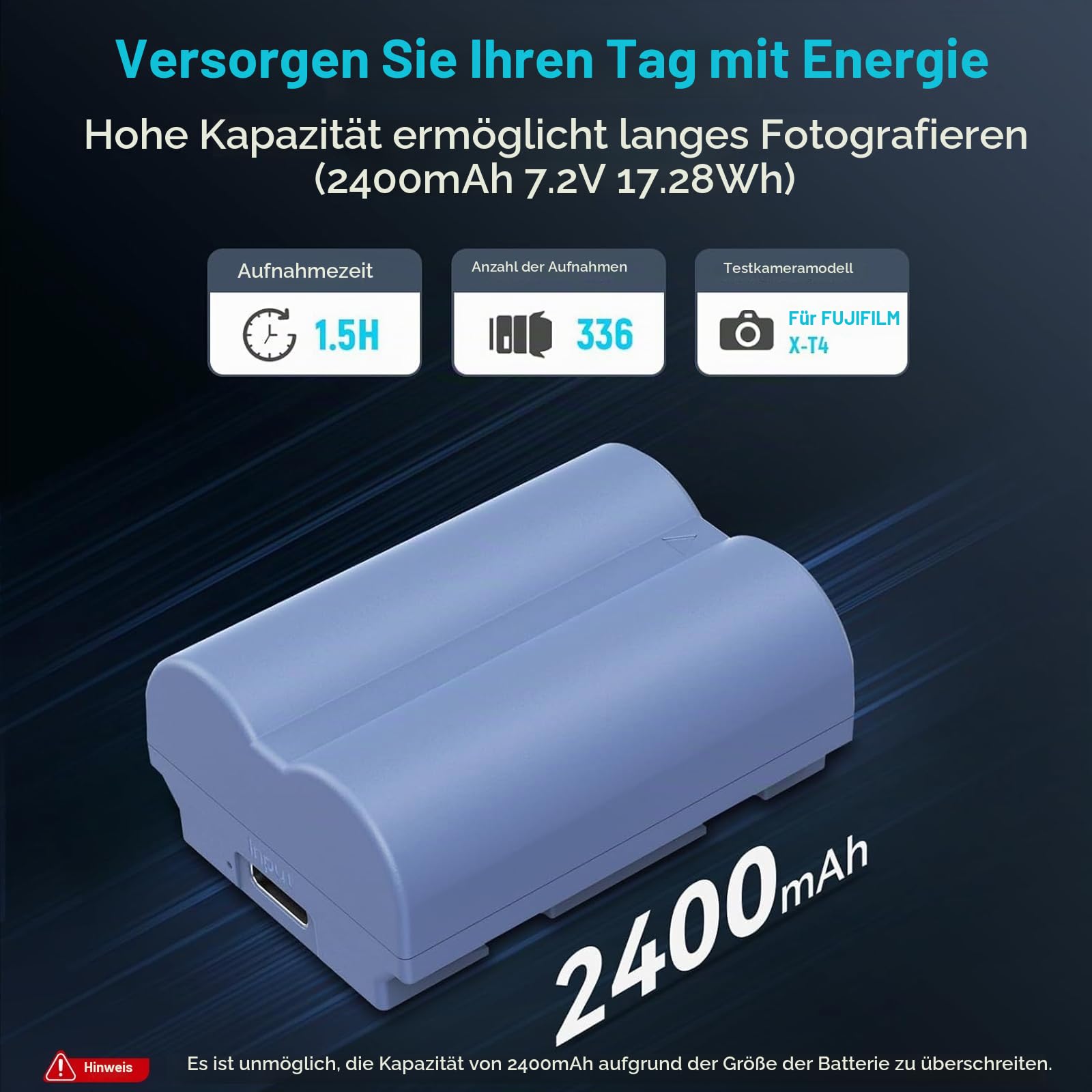 smallrig-4266-np-w235-kamera-akku-2400mah-mit-usb-c-f-r-fujifilm image 2