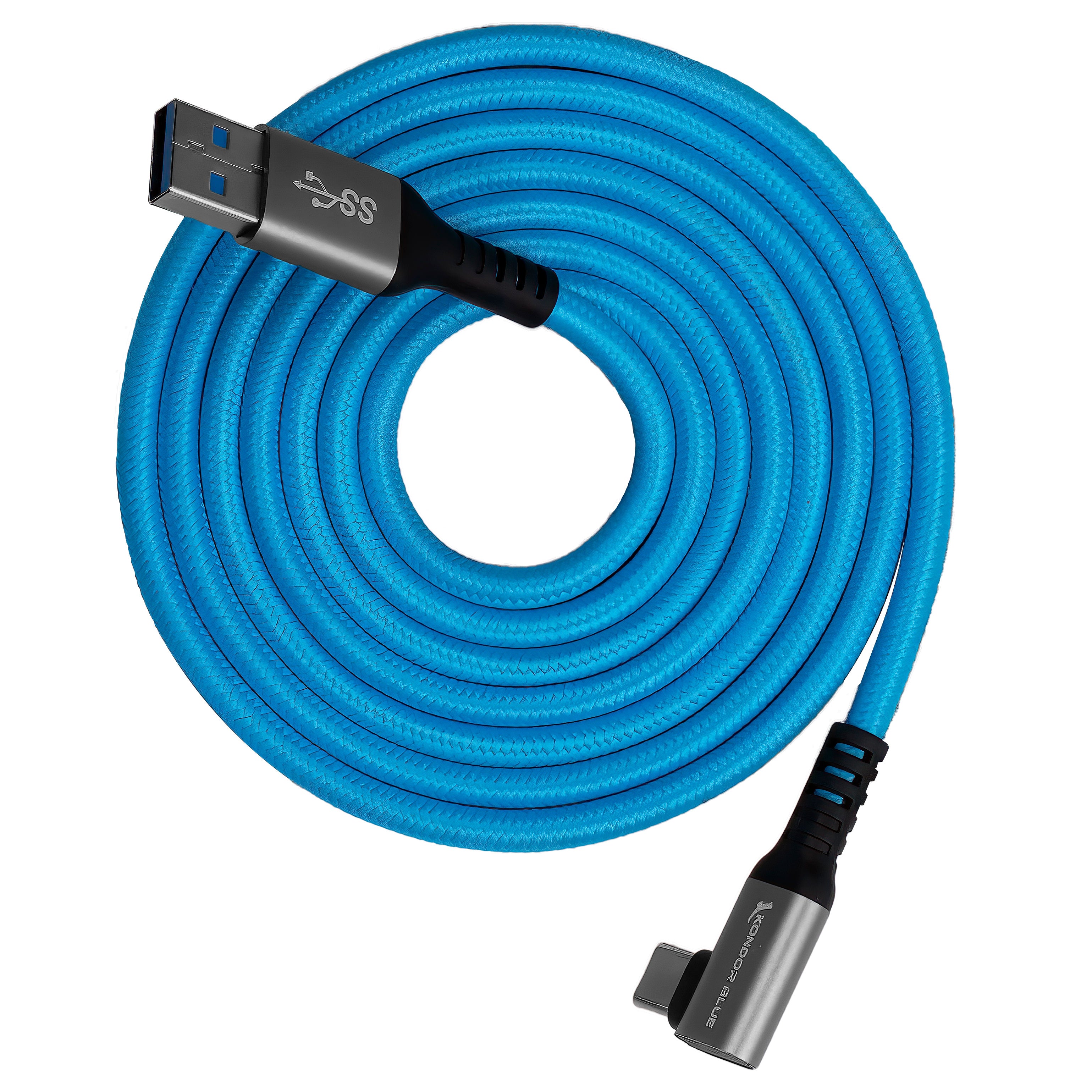 kondor-blue-usb-a-auf-usb-c-3-0-kabel-rechtwinklig-5gbps-60w-3a image 2