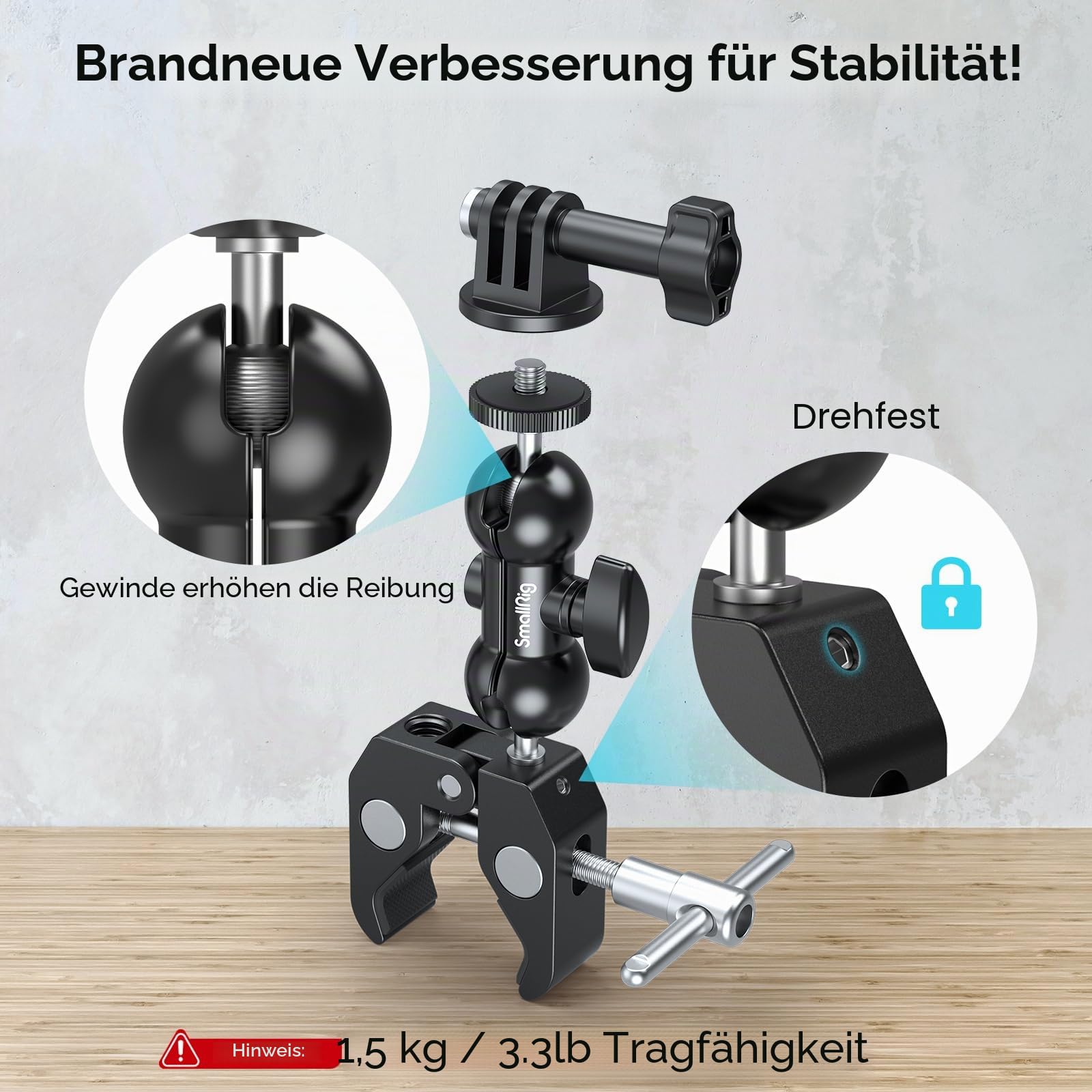 smallrig-1138b-mini-magic-arm-mit-super-clamp-klemme image 2