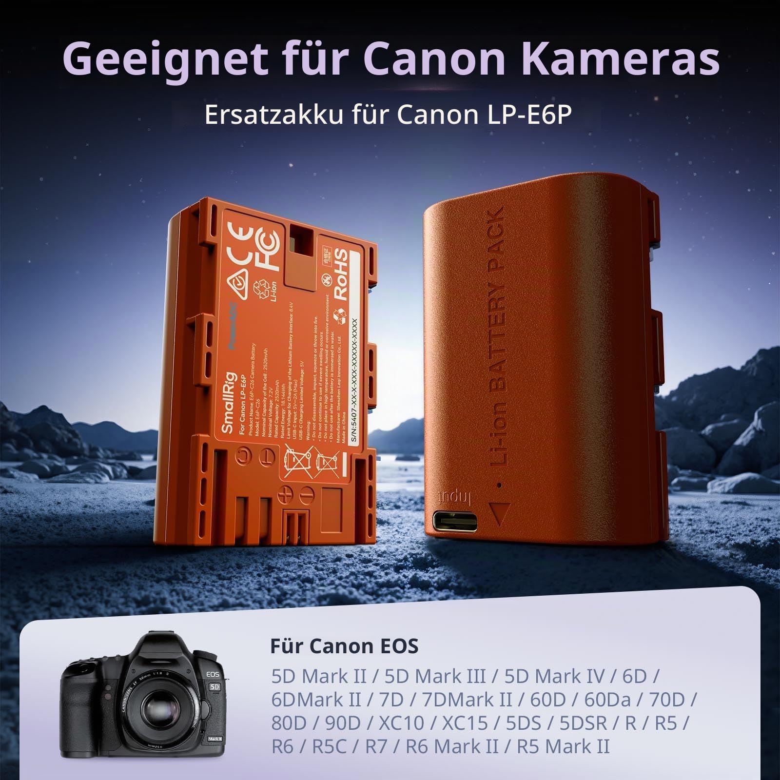 smallrig-lp-e6p-ersatz-akku-2520-mah-mit-usb-c-schnellladung-f-r-canon image 3