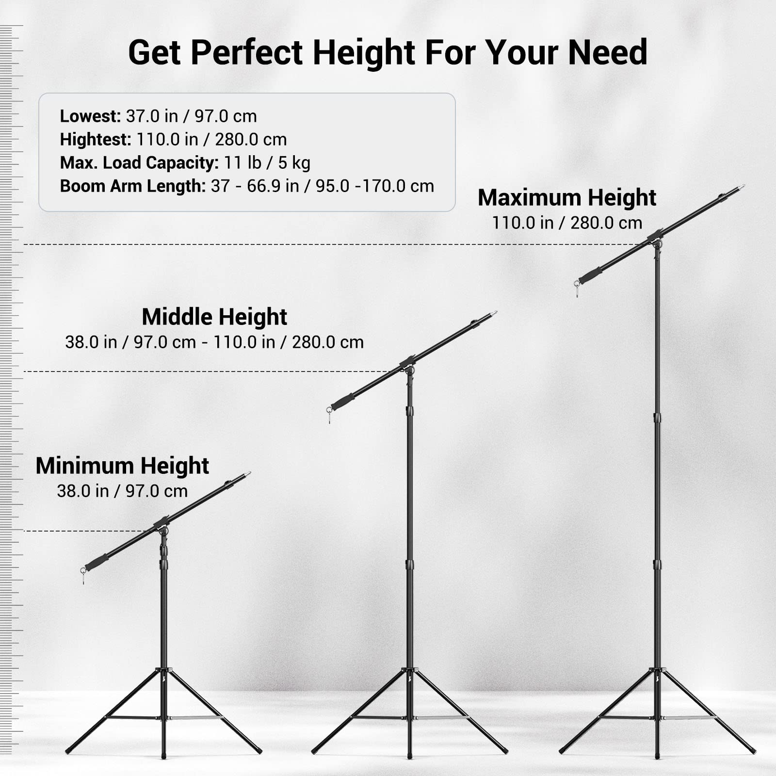 smallrig-3737-ra-s280a-aluminium-lichtstativ-280-cm-mit-170-cm-haltearm-bis-5-kg image 2