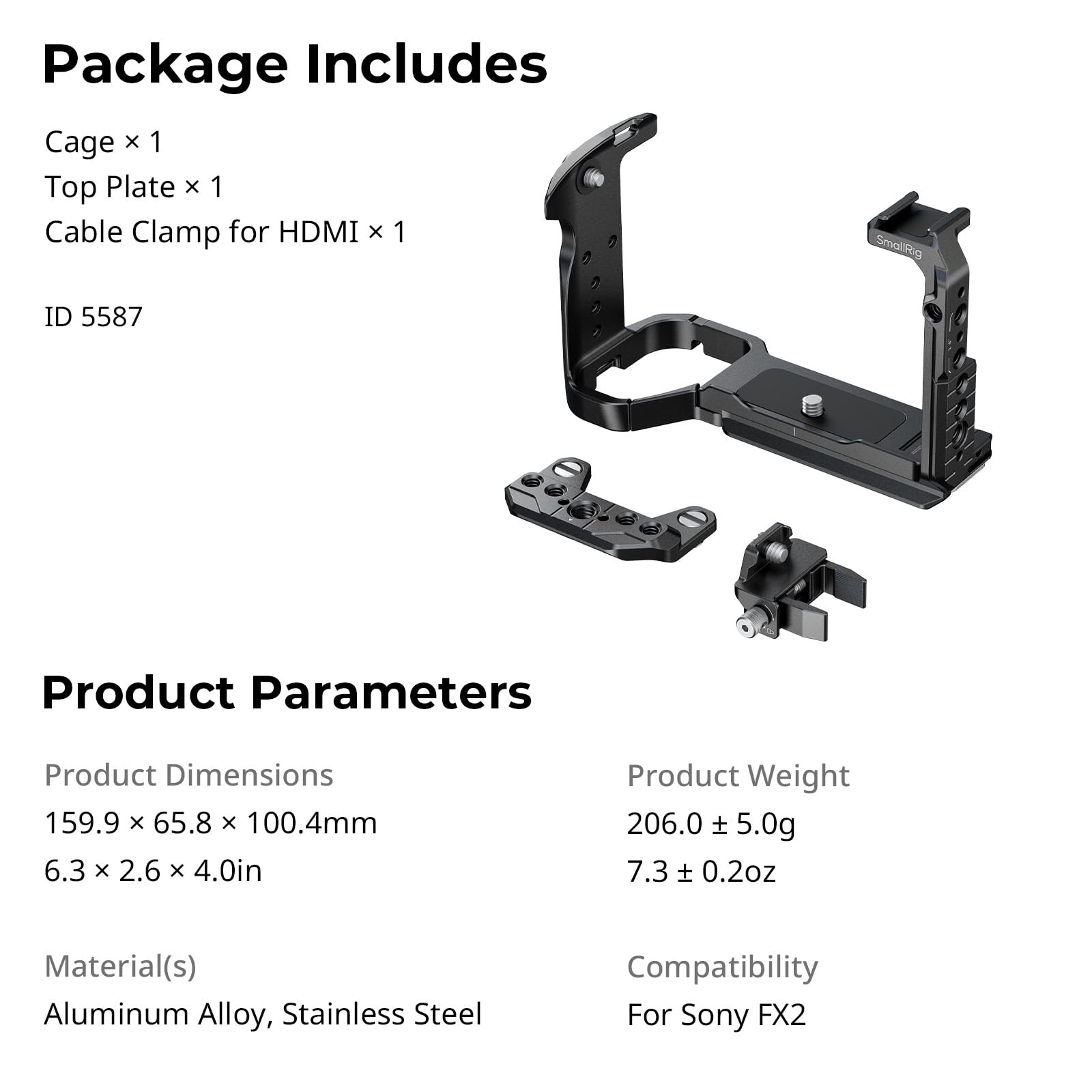 smallrig-5587-hawklock-kamerak-fig-cage-f-r-sony-fx2-mit-arca-platte-und-hdmi-kl image 8
