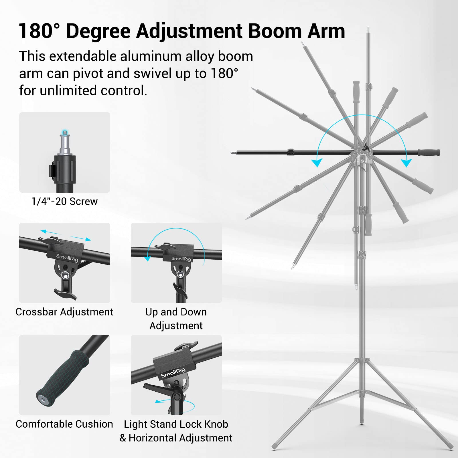 smallrig-3737-ra-s280a-aluminium-lichtstativ-280-cm-mit-170-cm-haltearm-bis-5-kg image 6