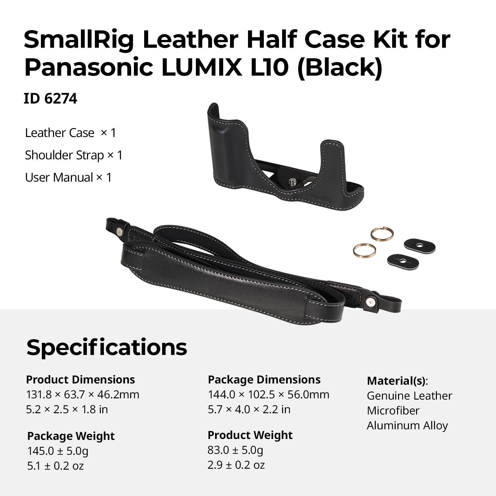 smallrig-6274-leder-halbtasche-f-r-panasonic-lumix-l10-mit-schultergurt-schwarz image 8