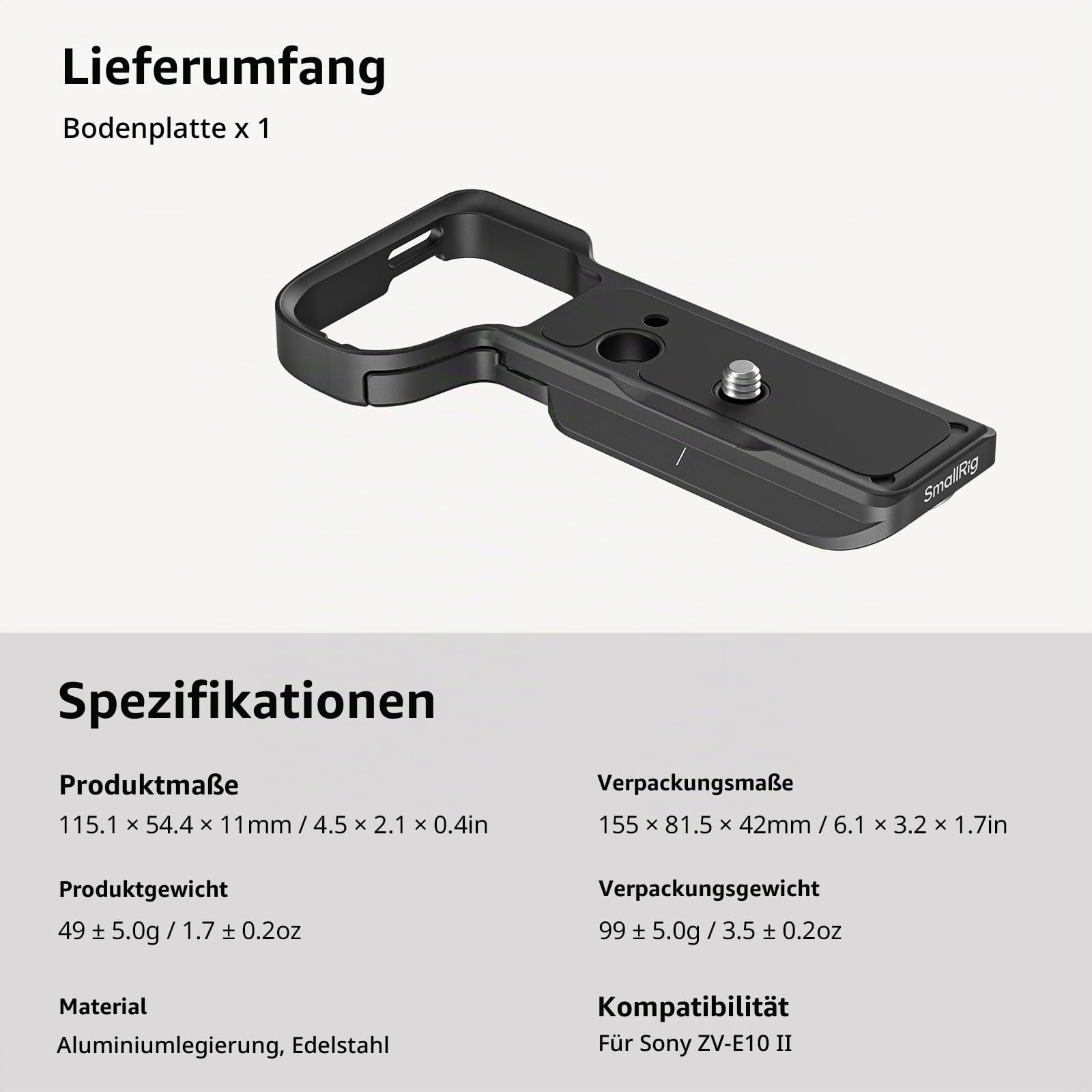 smallrig-4950-grundplatte-mit-arca-platte-f-r-sony-zv-e10-ii image 8
