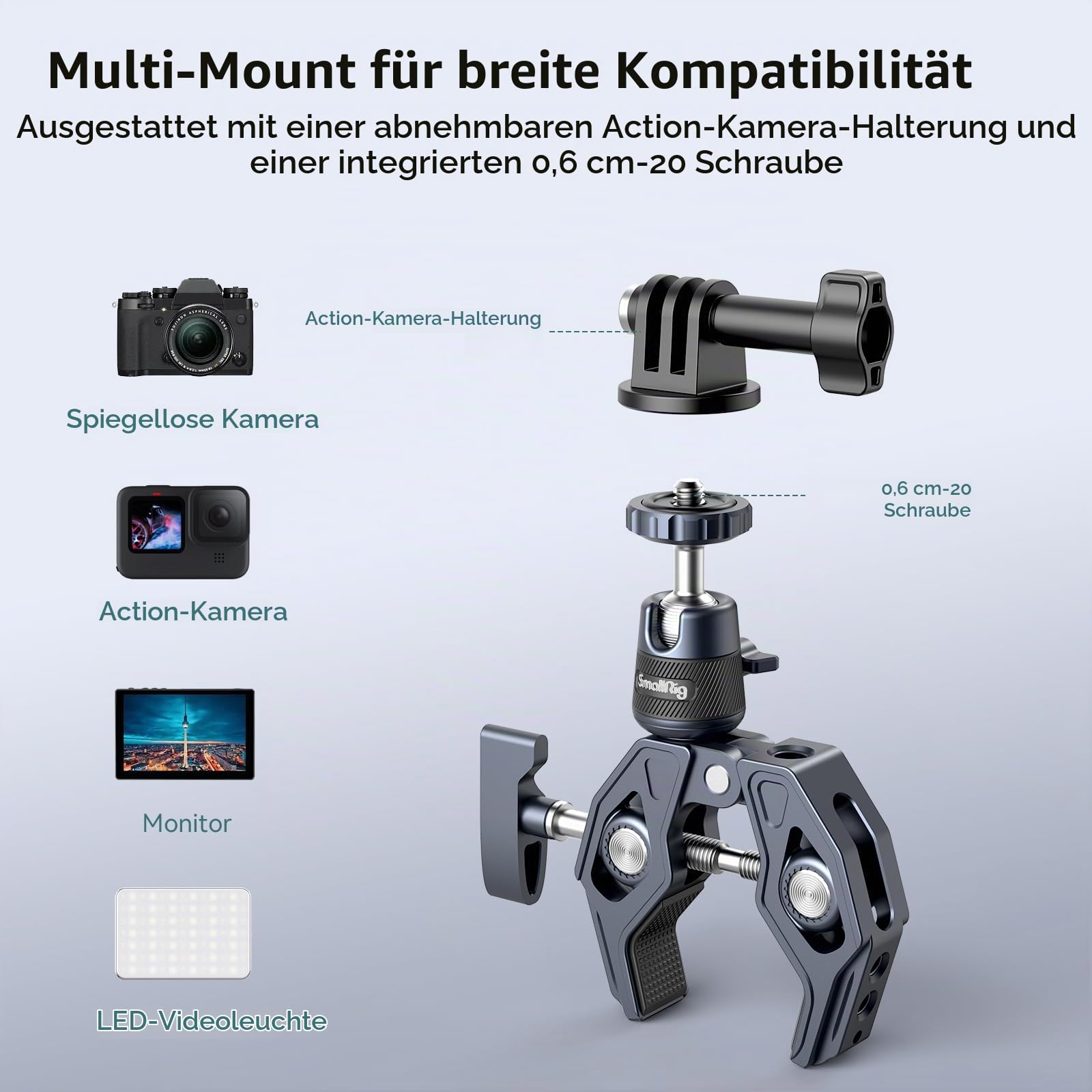 smallrig-4102b-super-clamp-mit-kugelkopf-magic-arm-klemmstativ-bis-3-5-kg image 2