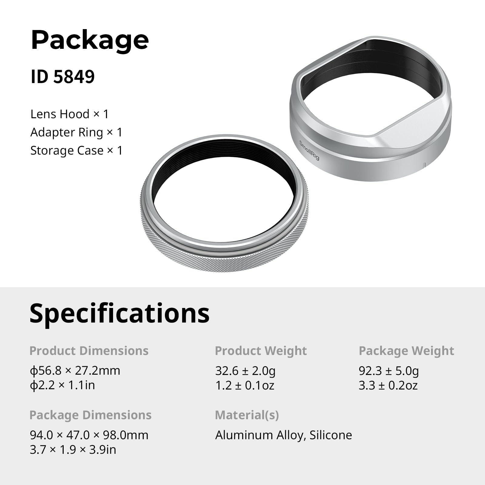 smallrig-5849-gegenlichtblende-silber-f-r-fujifilm-x100vi-x100v-mit-49mm-adapter image 6