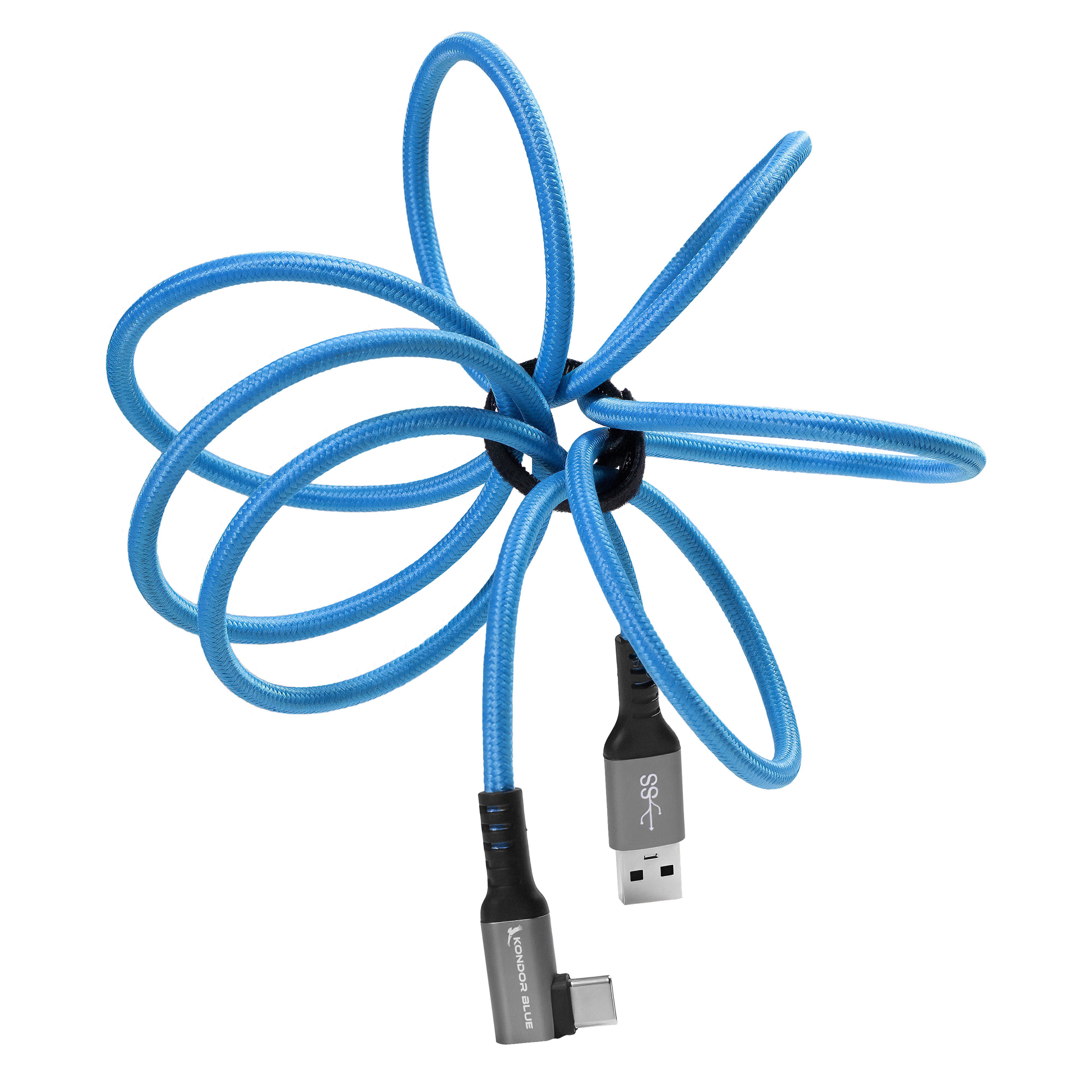 kondor-blue-usb-a-auf-usb-c-3-0-kabel-rechtwinklig-5gbps-60w-3a image 5
